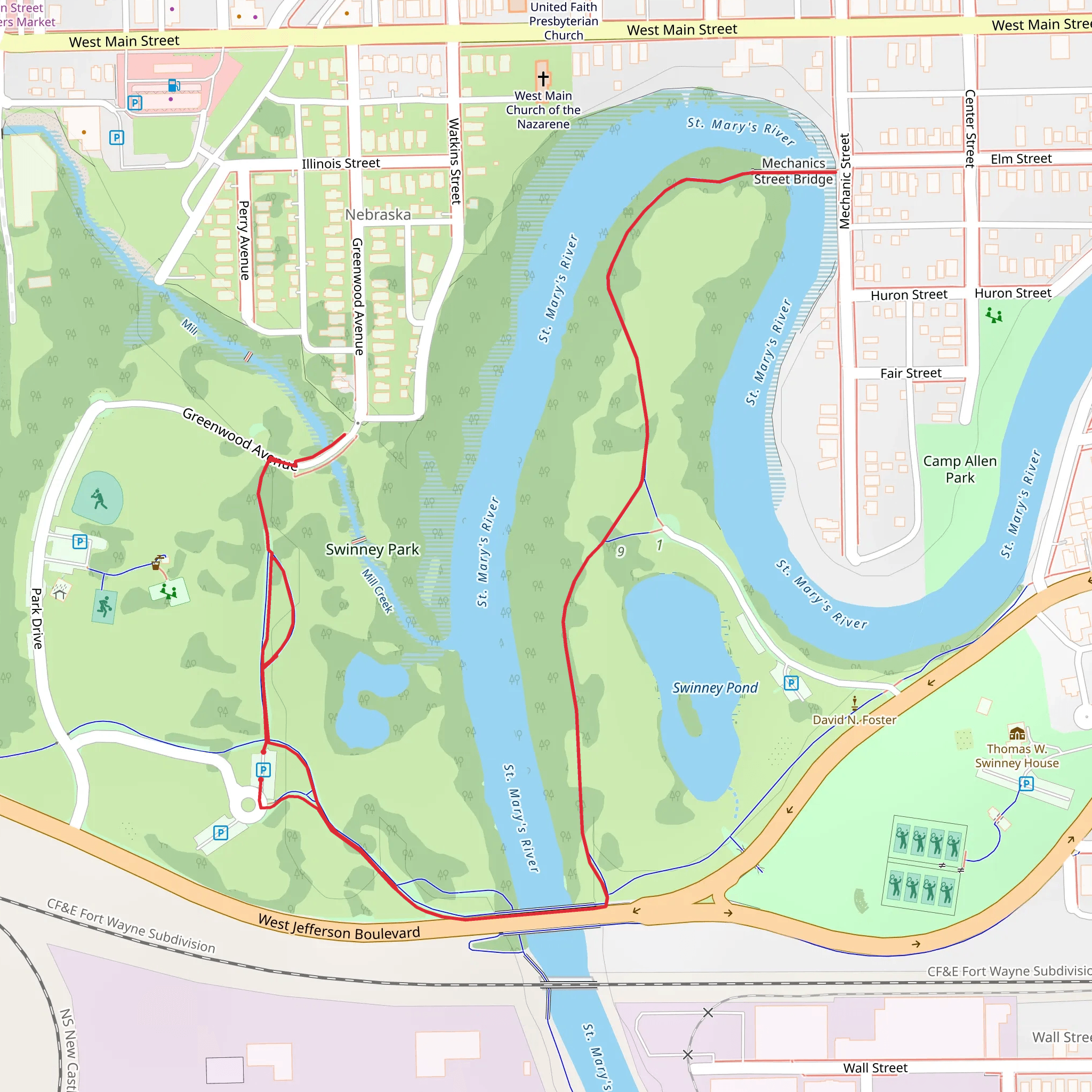 Swinney Park and St Mary's River Walk mobile static map