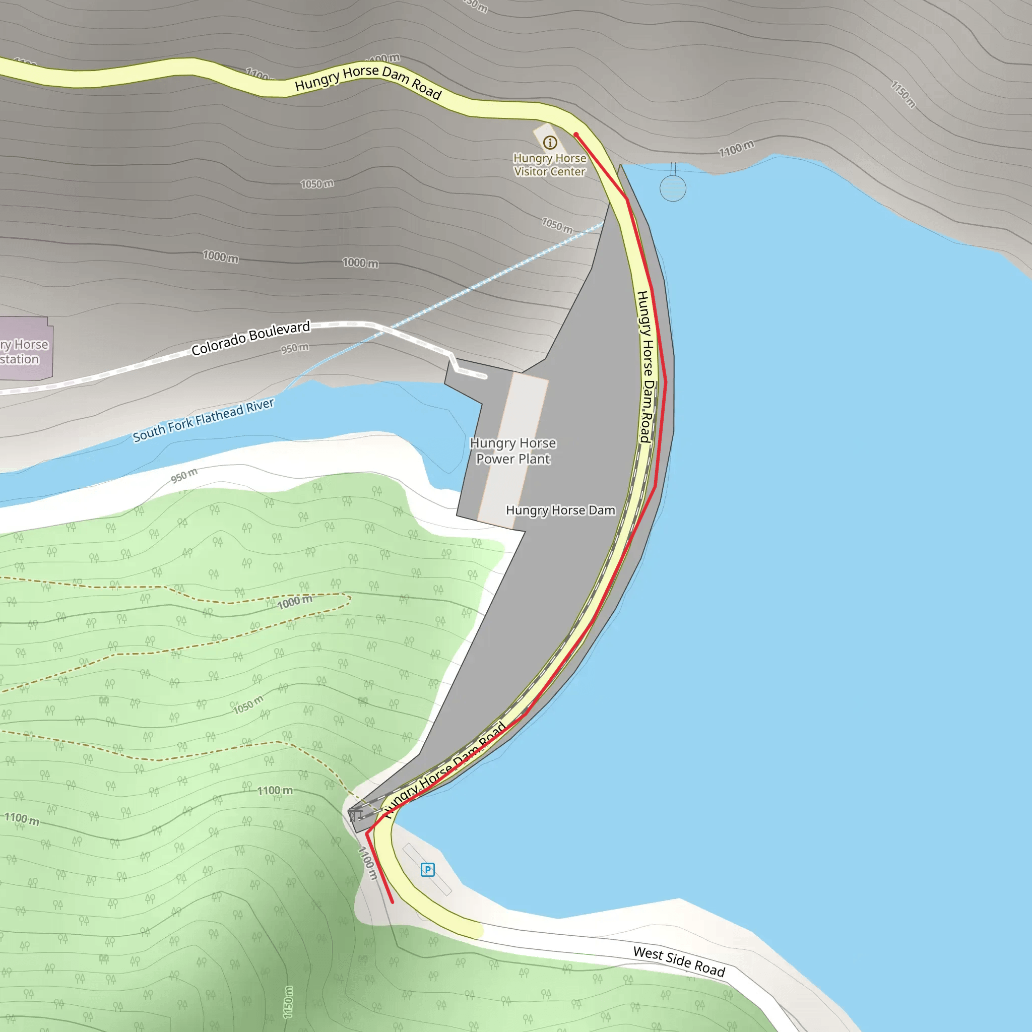 Hungry Horse Reservoir and South Fork Flathead River Walk mobile static map
