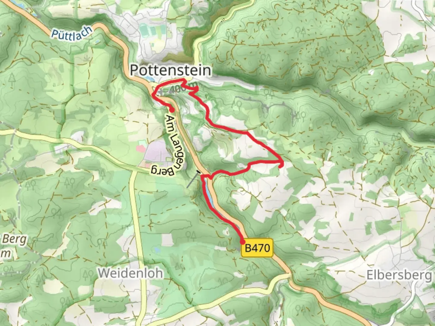 An image depicting the trail Schoengrundsee via Hirschaid Spies and its surrounding area.