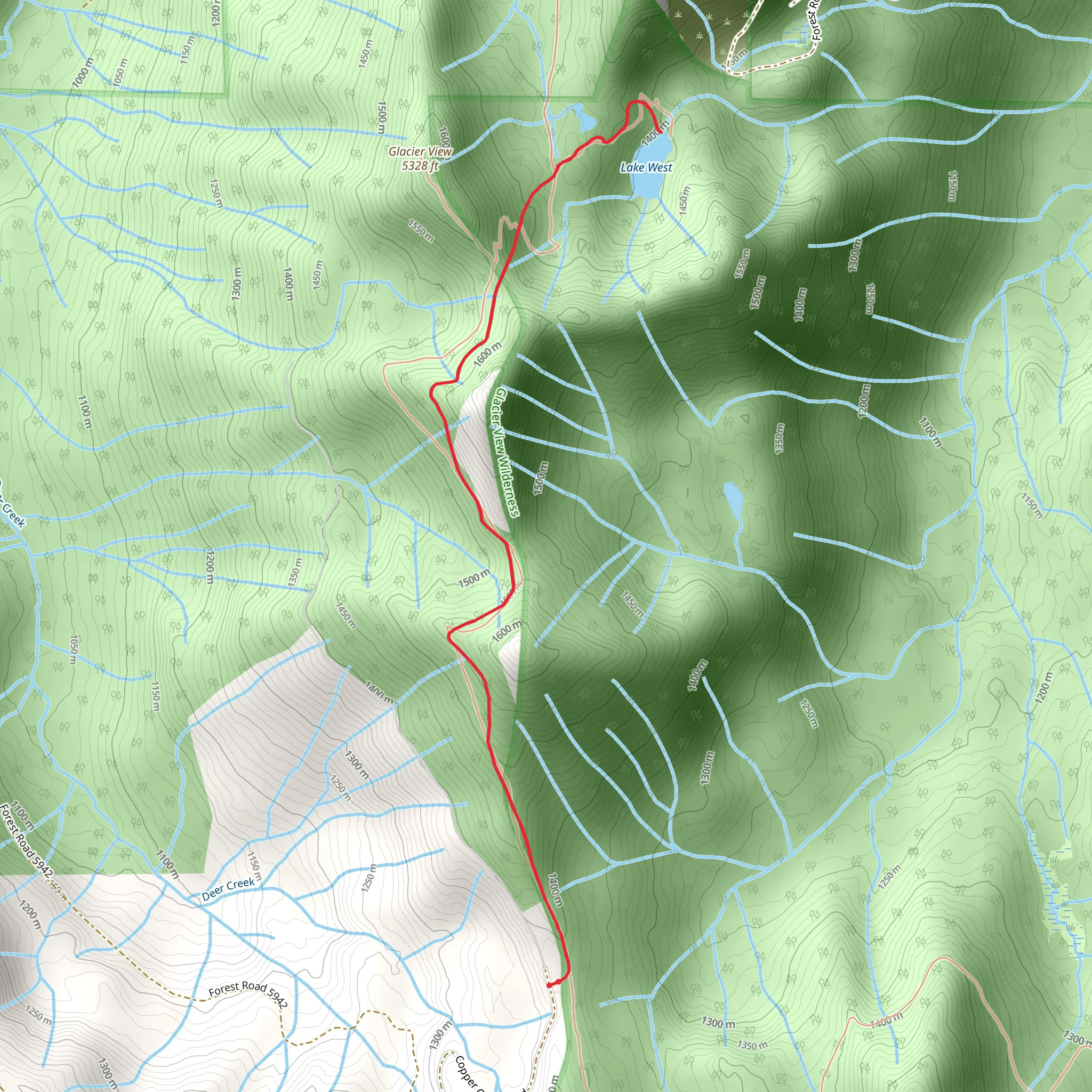 Glacier View Loop Trail mobile static map