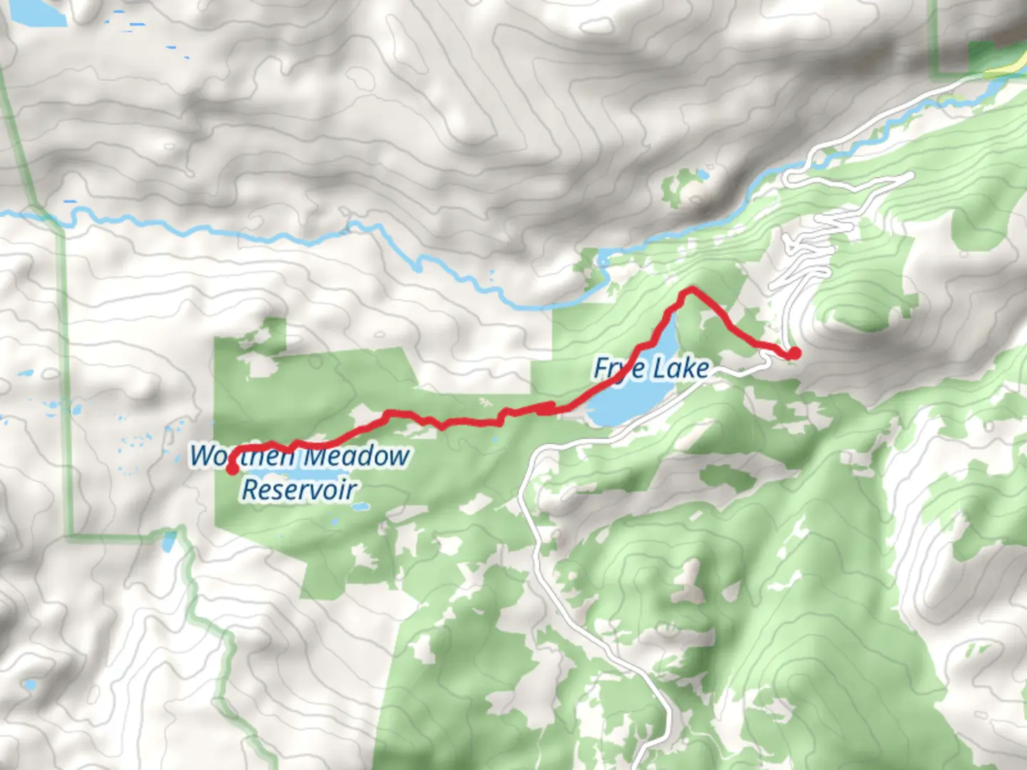 An image depicting the trail Upper Brewers from Louis Lake Road and its surrounding area.