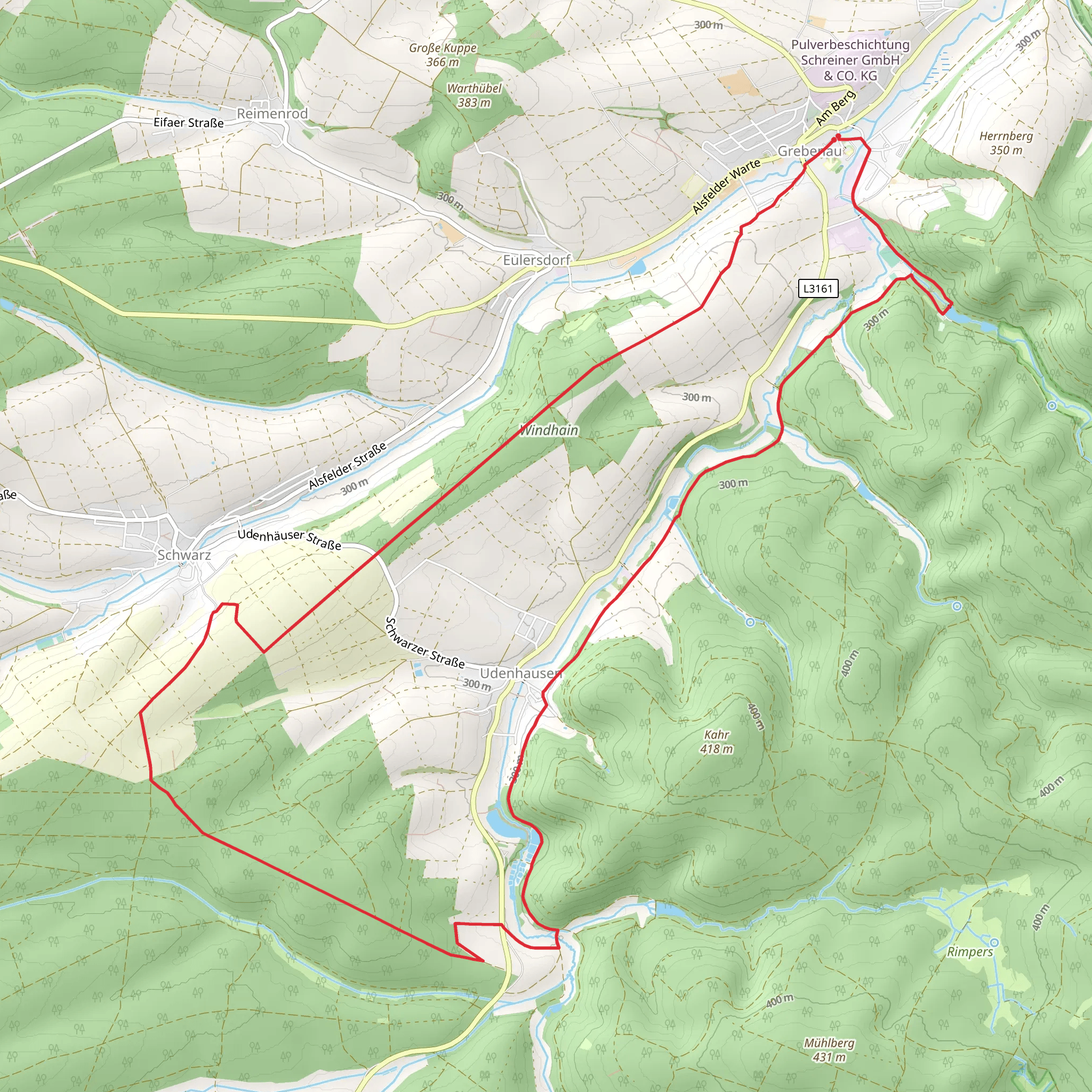 Grebenau and Udenhausen Loop mobile static map