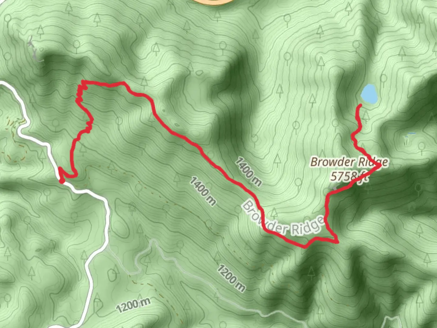 An image depicting the trail Heart Lake via Browder Ridge Trail and its surrounding area.