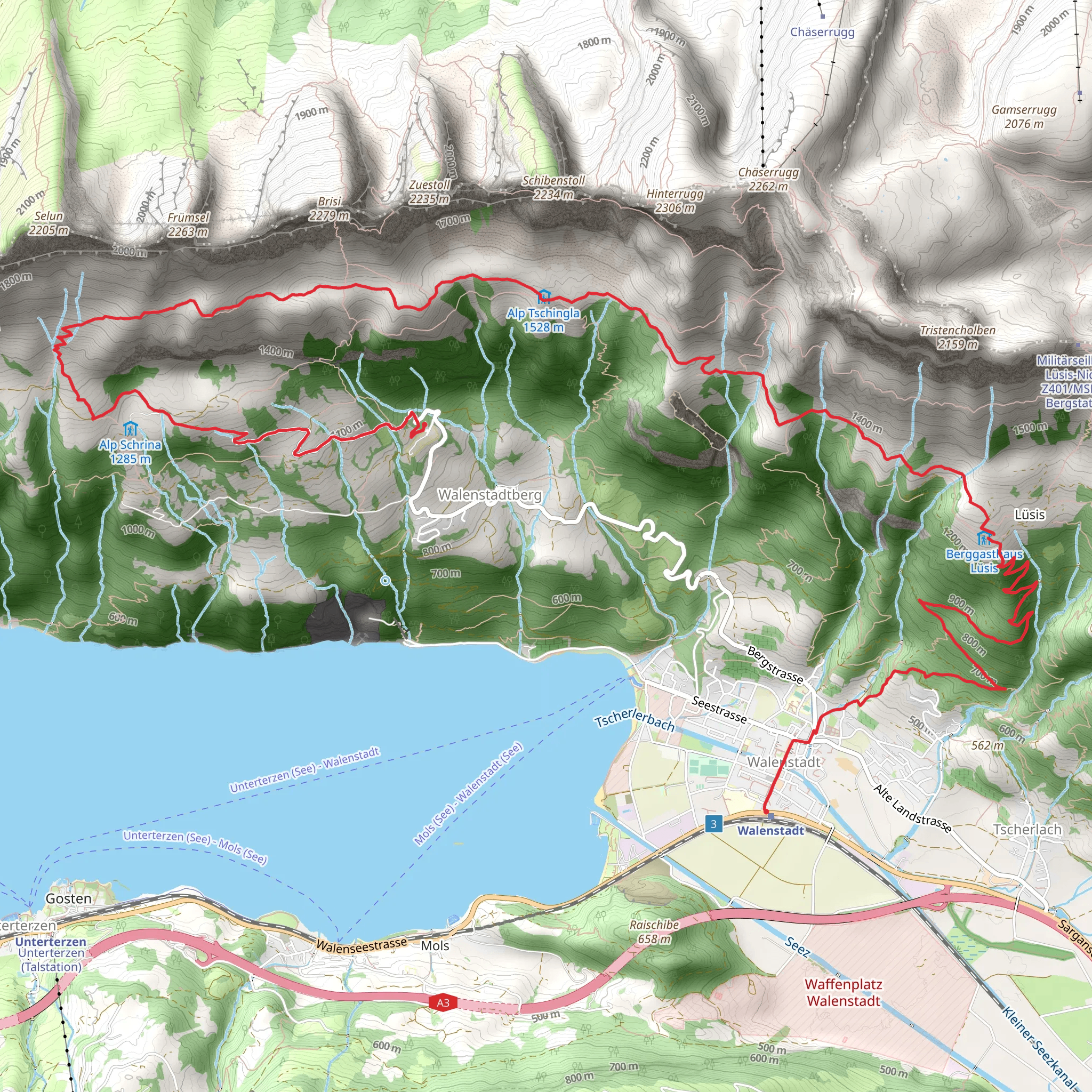 Churfirsten and Lake Walen mobile static map