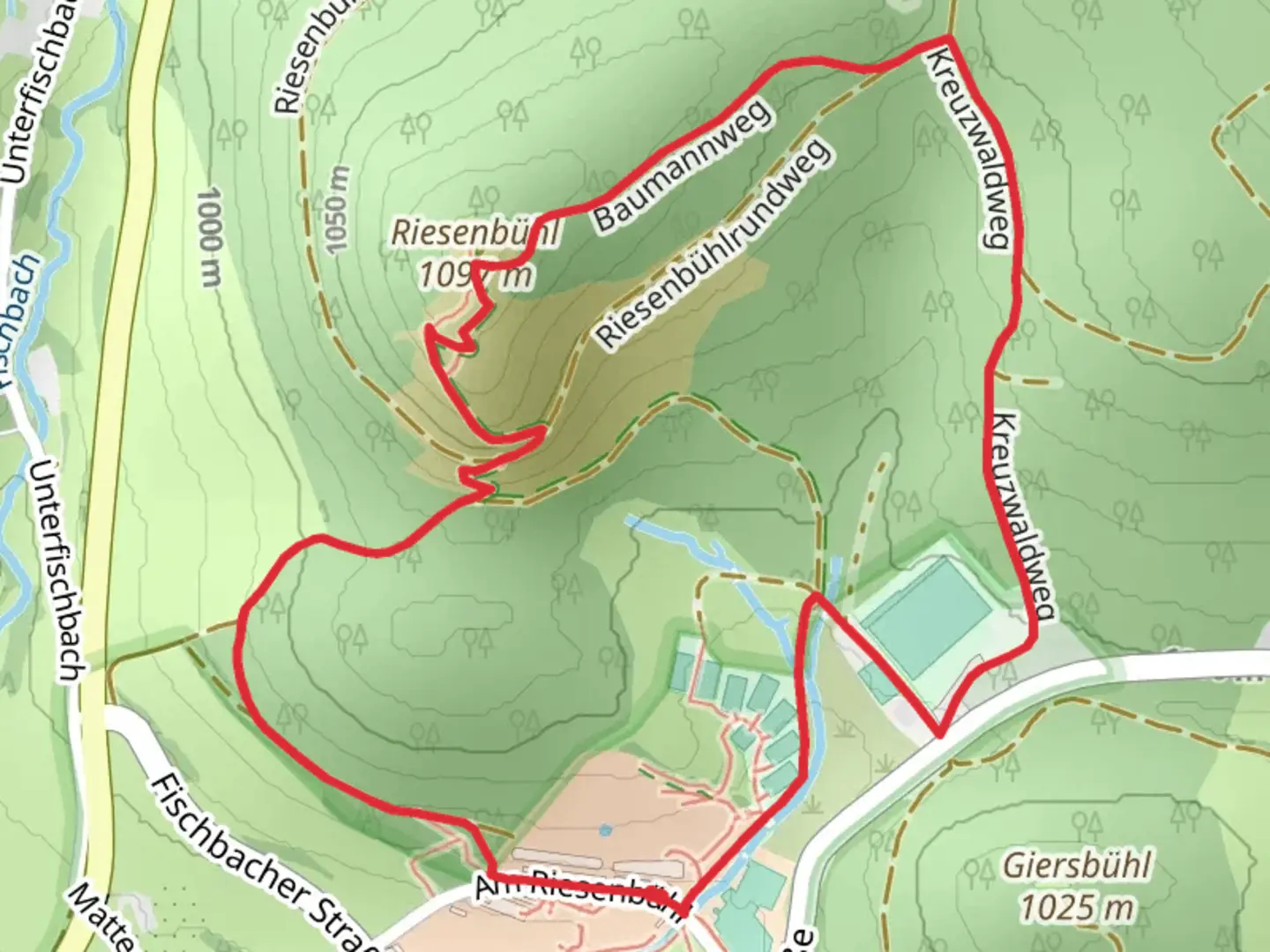 An image depicting the trail Riesenbühlstüble Peak Loop via Riesenbühlweg Vogelhaus and its surrounding area.