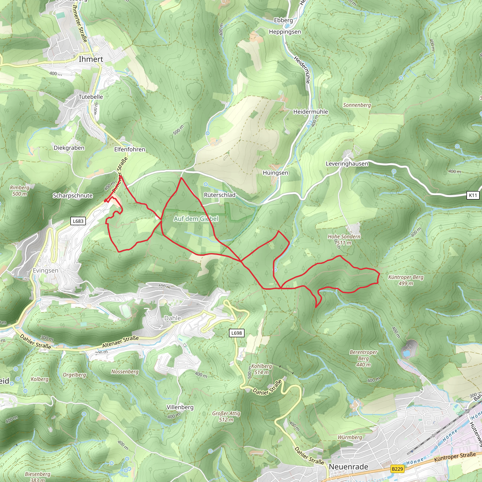 Atenaer Rundweg and Neuenrader Rundweg Loop mobile static map