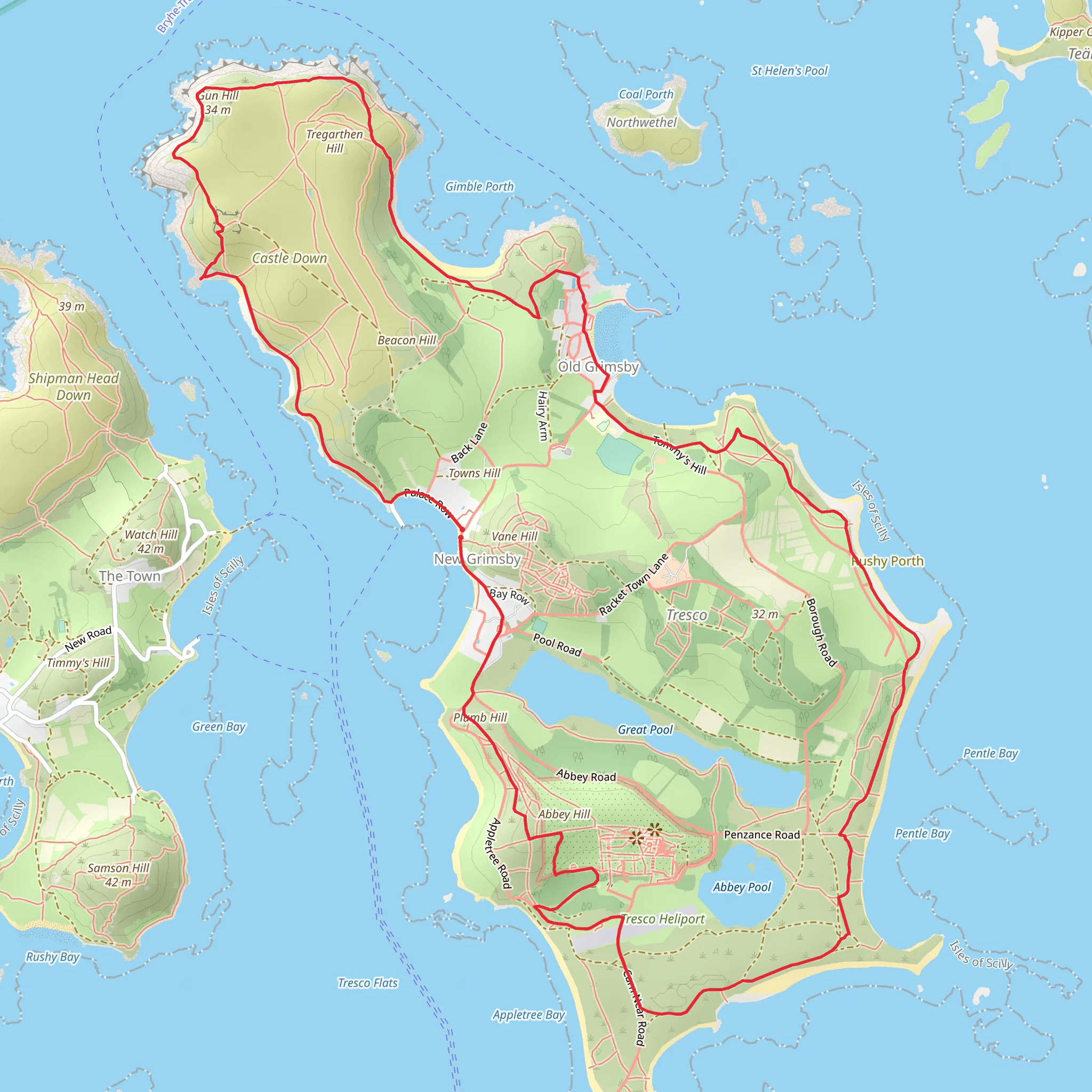 New Grimsby and Old Grimsby Loop - Isles of Scilly mobile static map