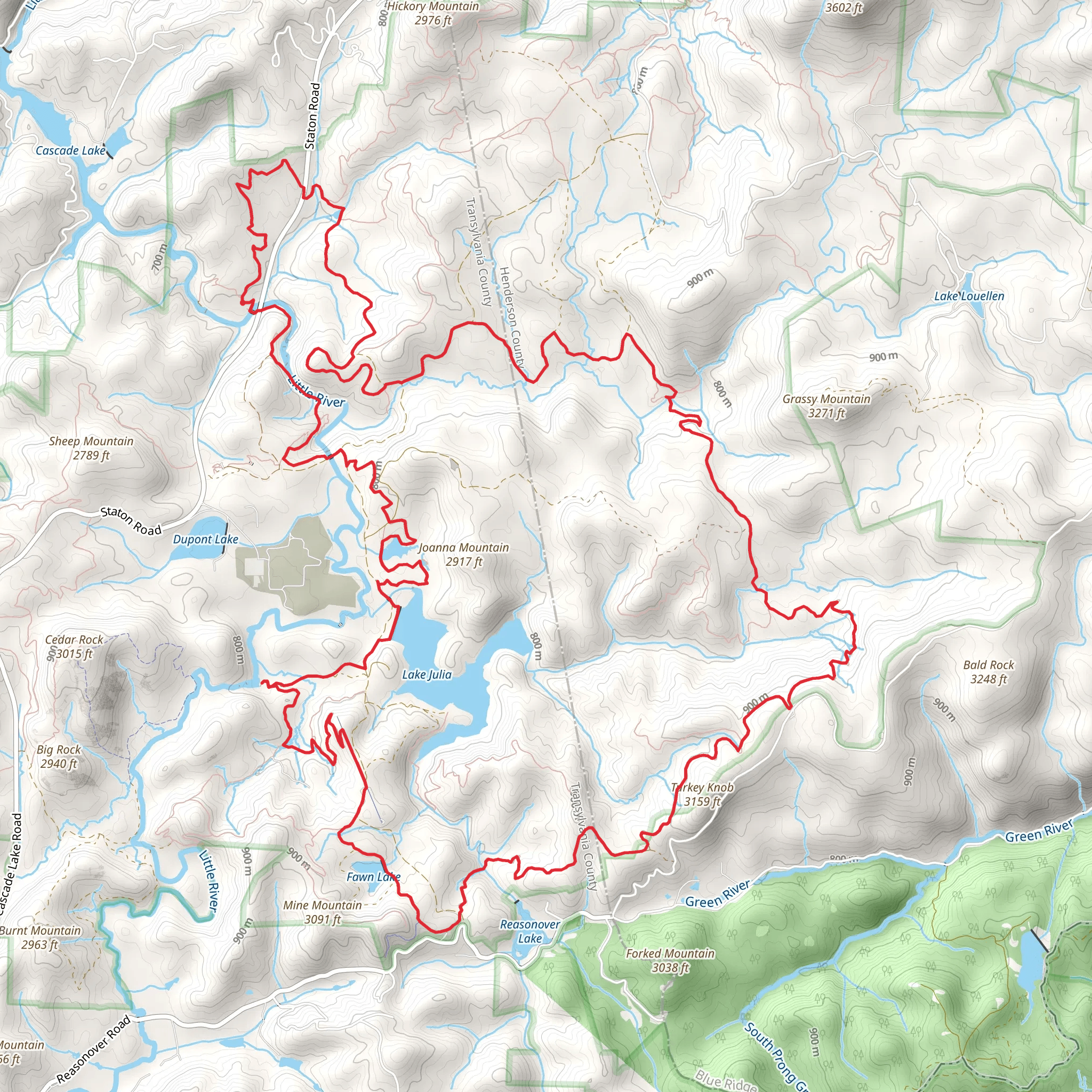 Triple Falls, Airstrip Trail and Turkey Knob Loop mobile static map