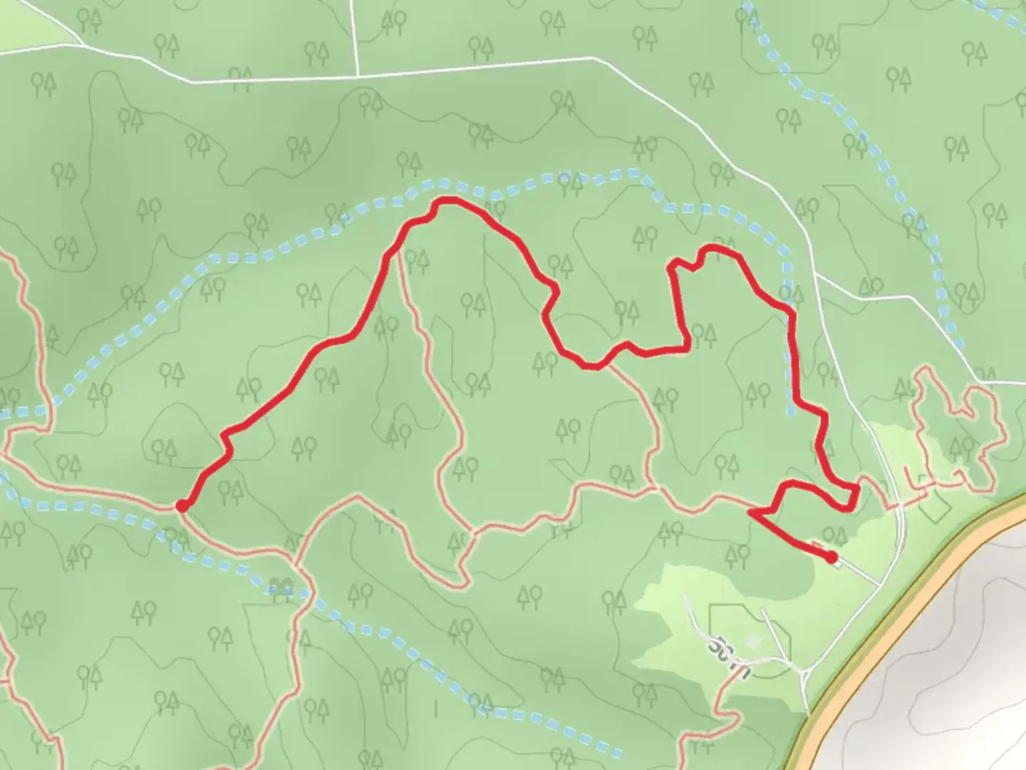 An image depicting the trail Laurel Glen and its surrounding area.
