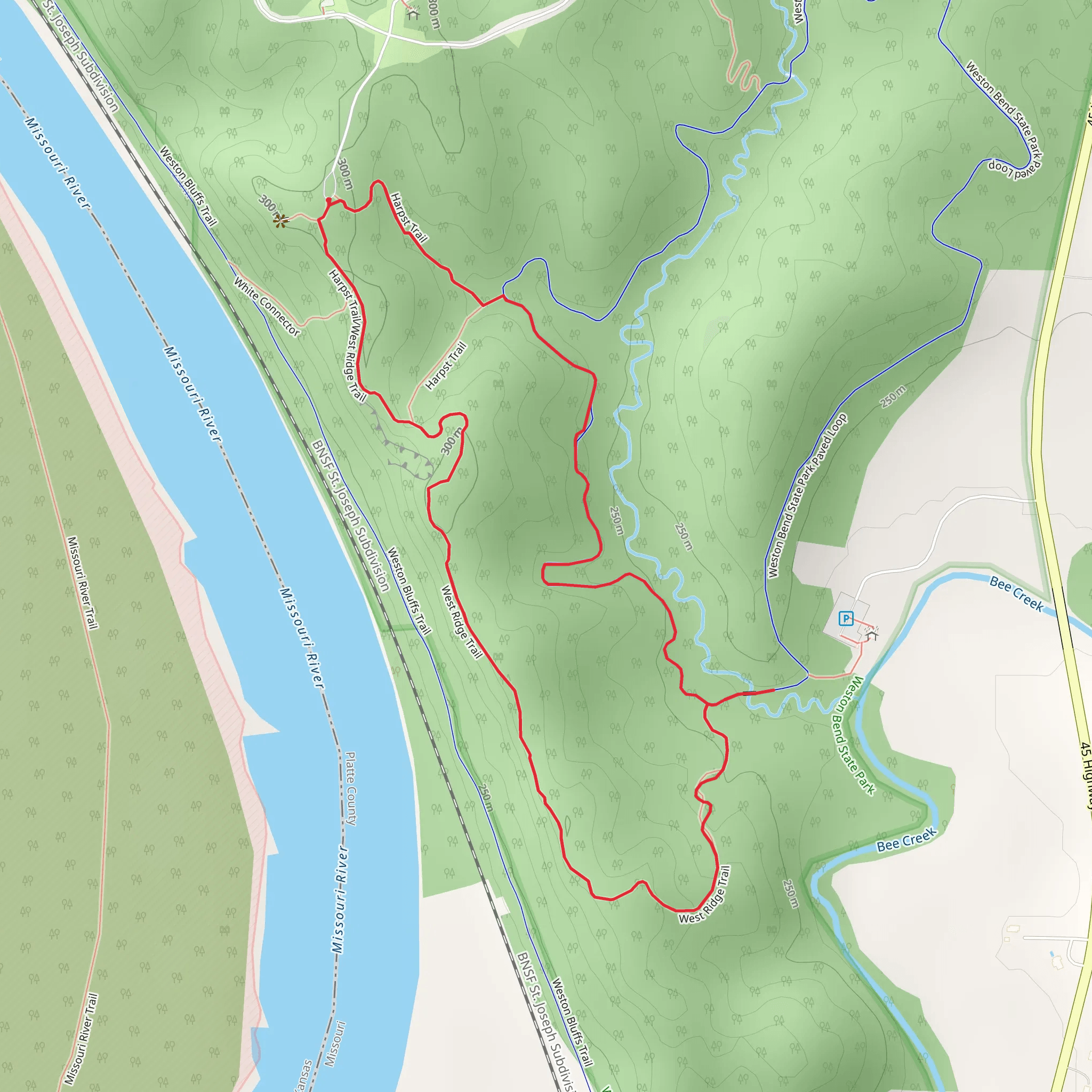 West Ridge Trail and Harpst Loop Trail mobile static map