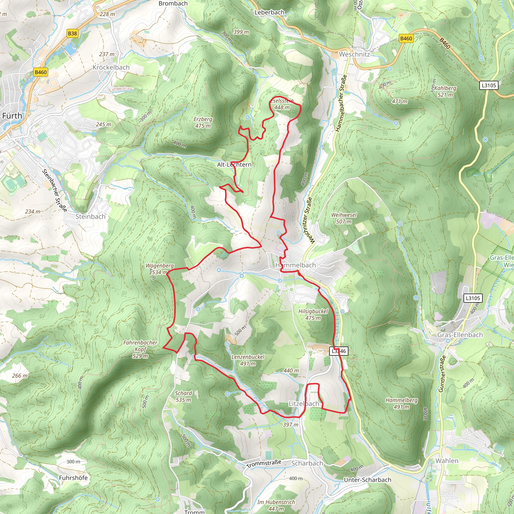 Hammelbach and Litzelbach Loop via Eselsstein mobile static map