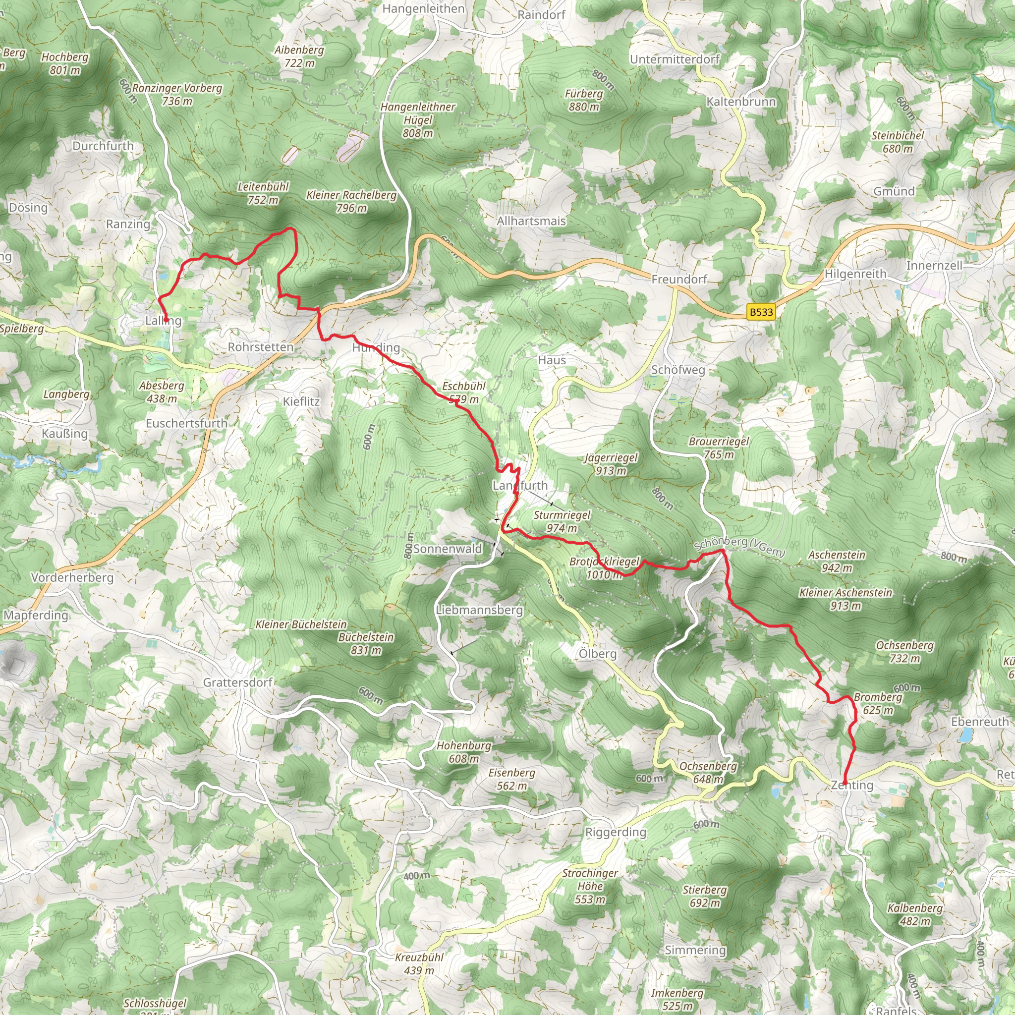 Lalling to Zenting Walk mobile static map