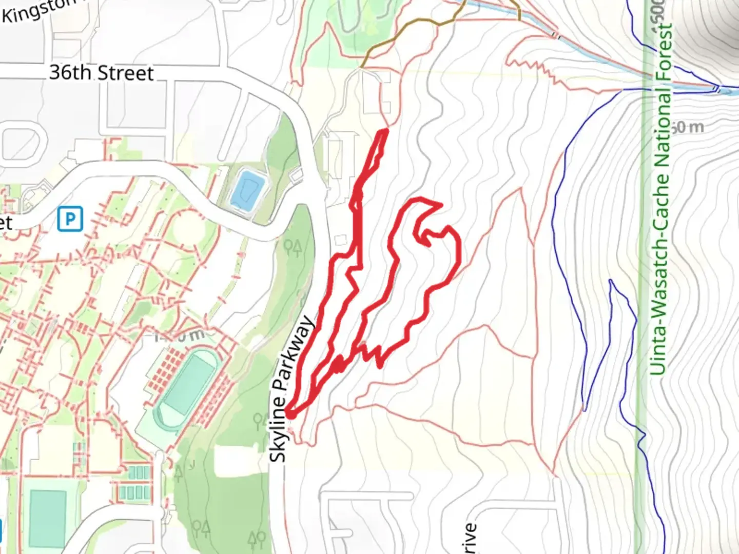 An image depicting the trail WSU Parcourse Trail and WSU Discovery Loop and its surrounding area.