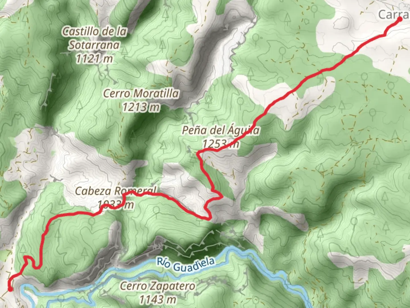 An image depicting the trail Route of the Smithy of Santa Cristina PR CU 93 and its surrounding area.