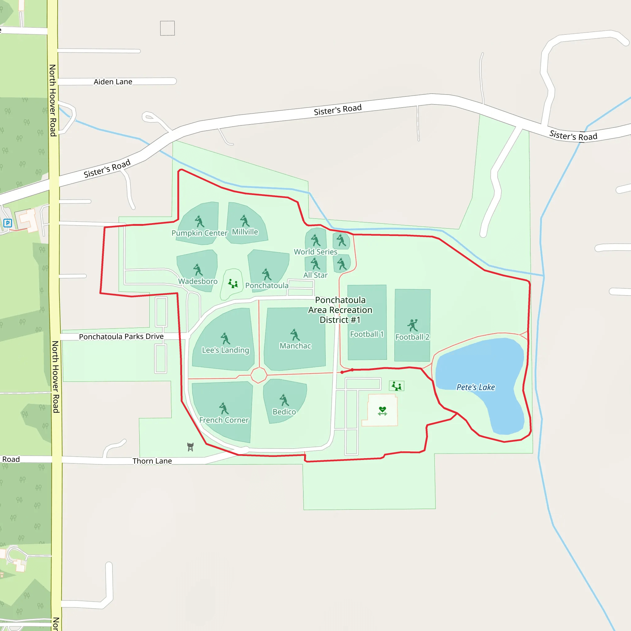 Pete's Lake and Ponchatoula Area recreation Loop mobile static map