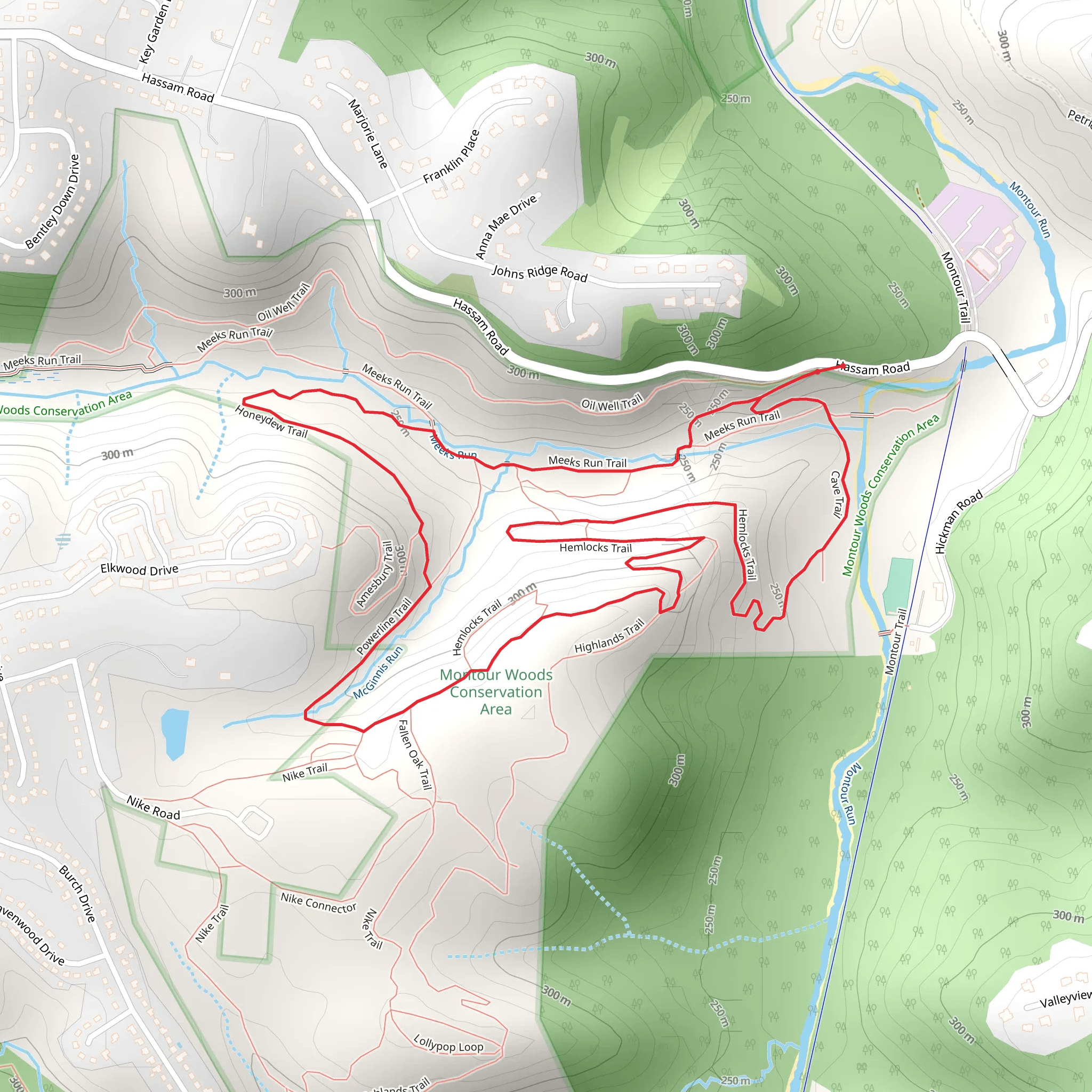 Hemlocks and Meeks Run Loop Trail mobile static map