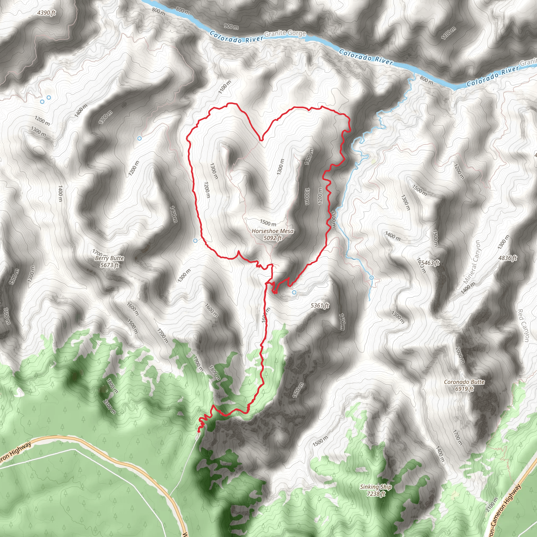Grandview, Cottonwood Creek and Tonto Loop Trail mobile static map