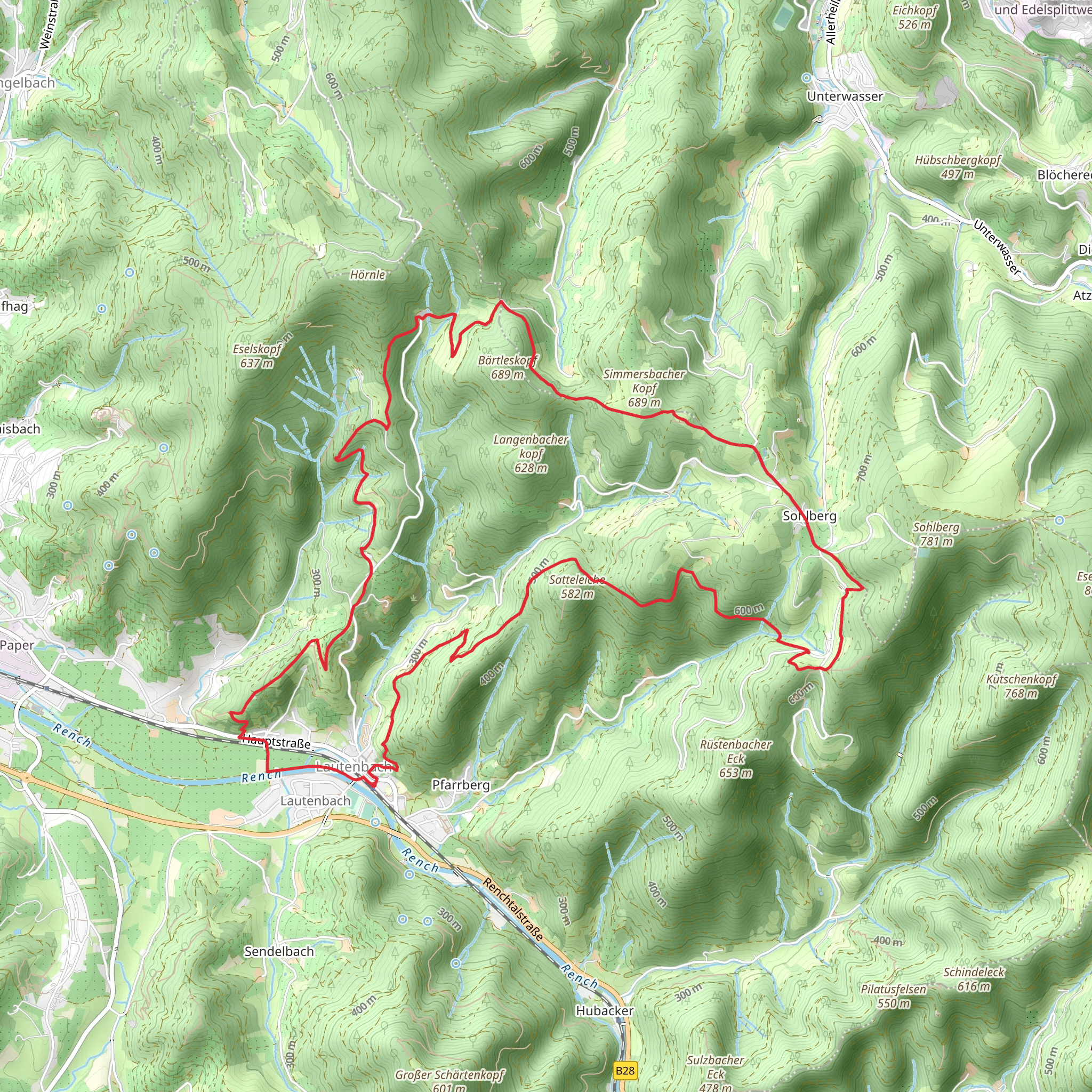 Lautenbacher Hexensteig and Renchtalsteig mobile static map