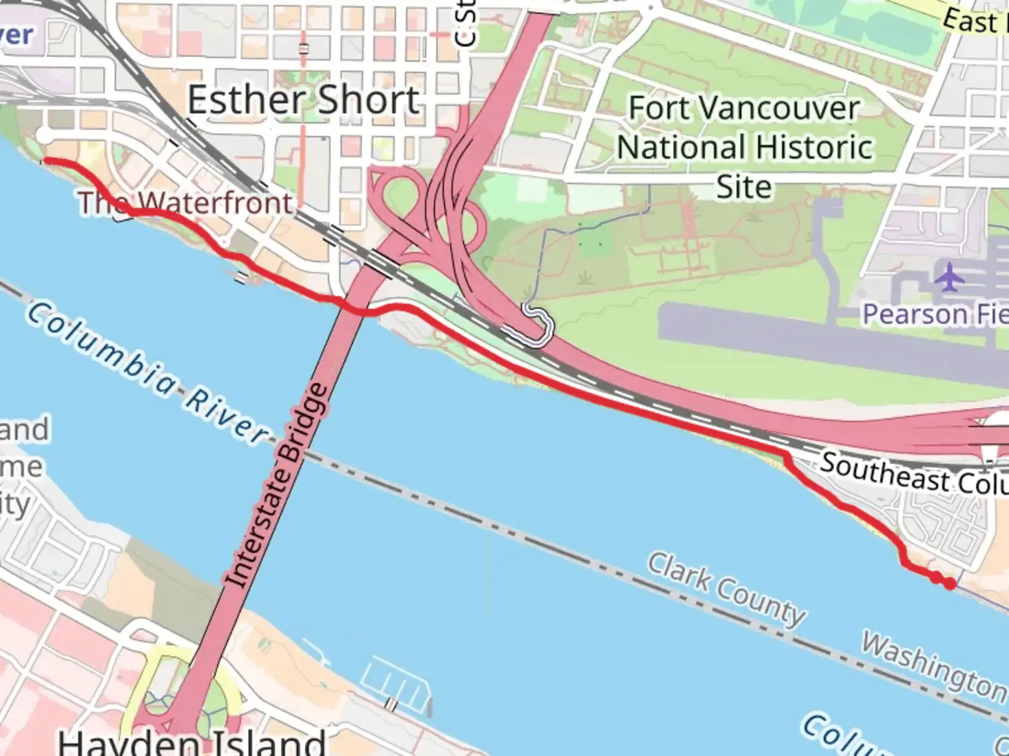 An image depicting the trail Columbia Riverfront Renaissance Trail and its surrounding area.