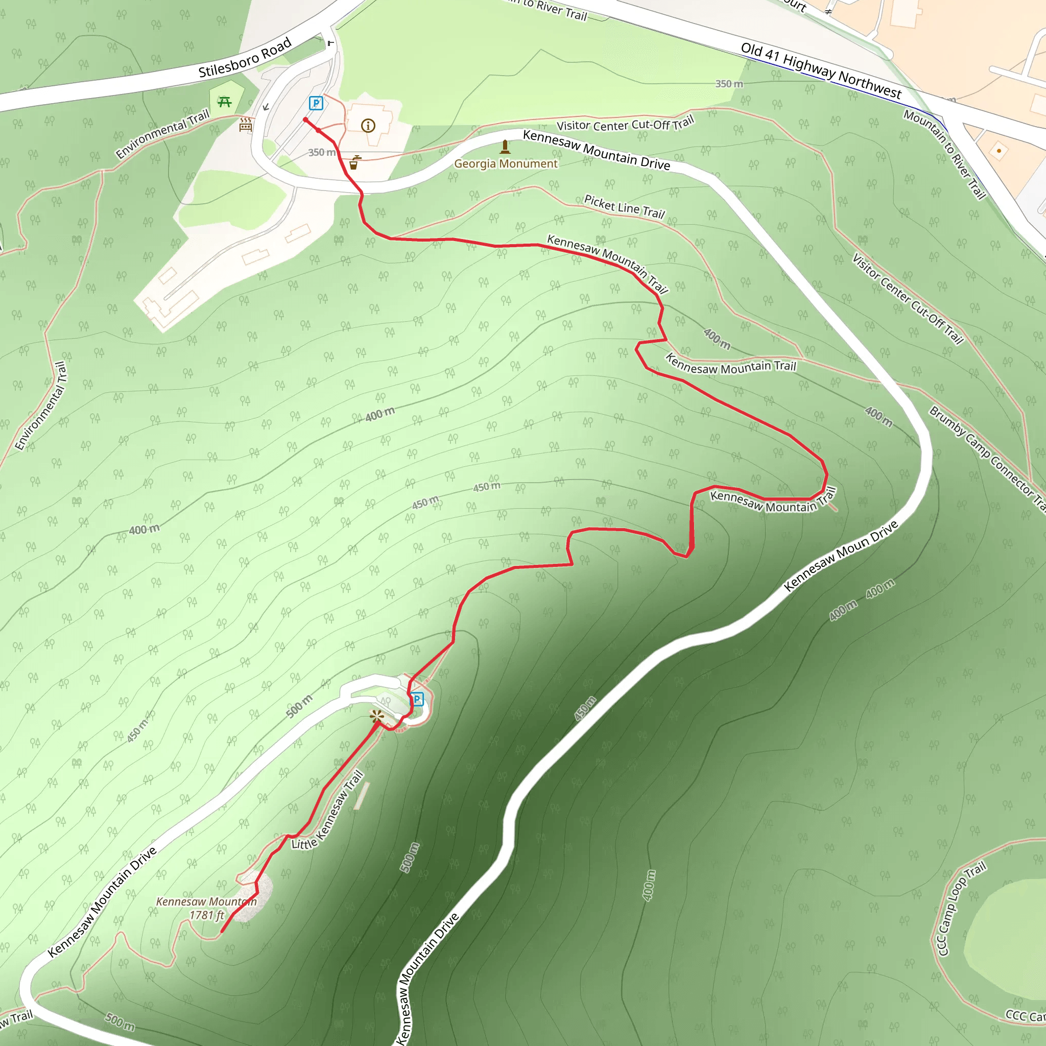 Kennesaw Mountain Trail mobile static map