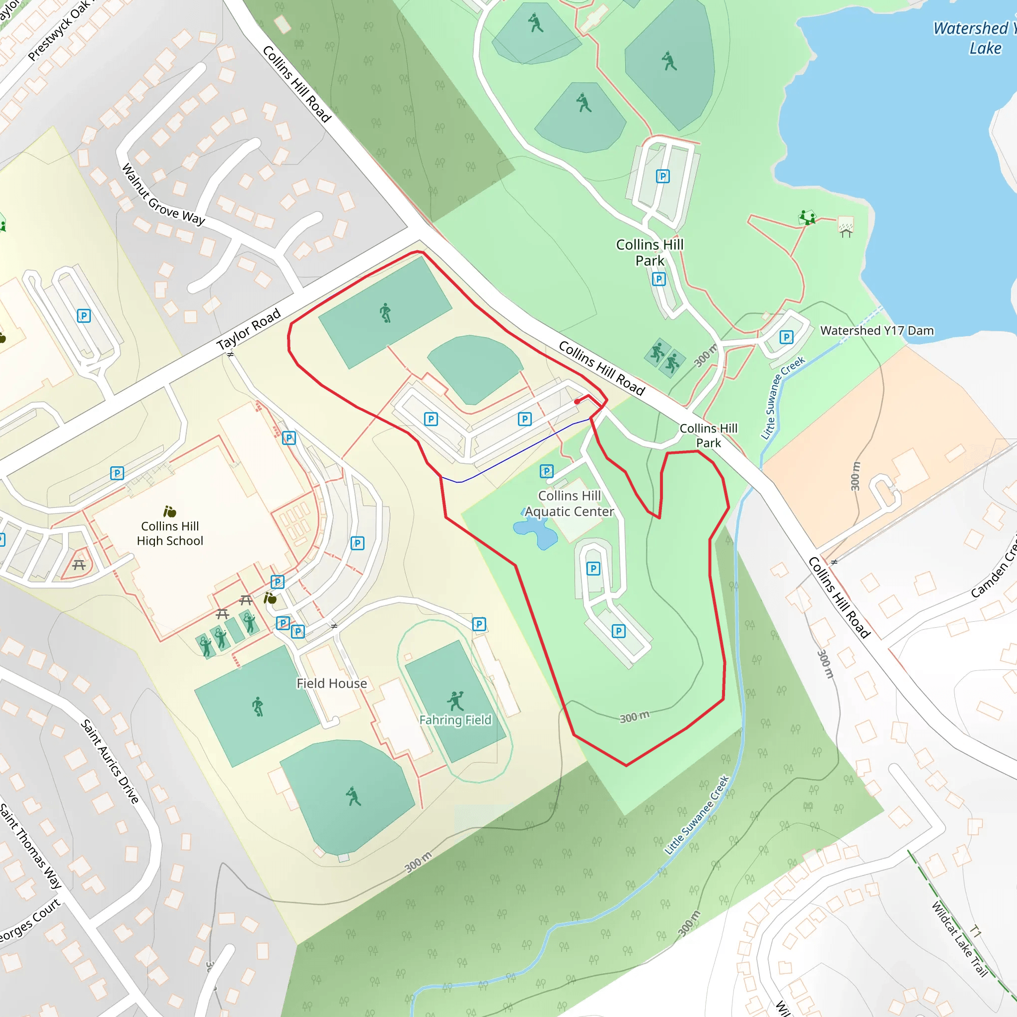 Loop around Collins Hill Road mobile static map