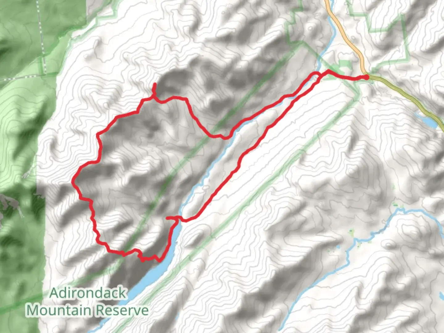 An image depicting the trail Pyramid Peak - Gothics and Lower Ausable Lake and its surrounding area.