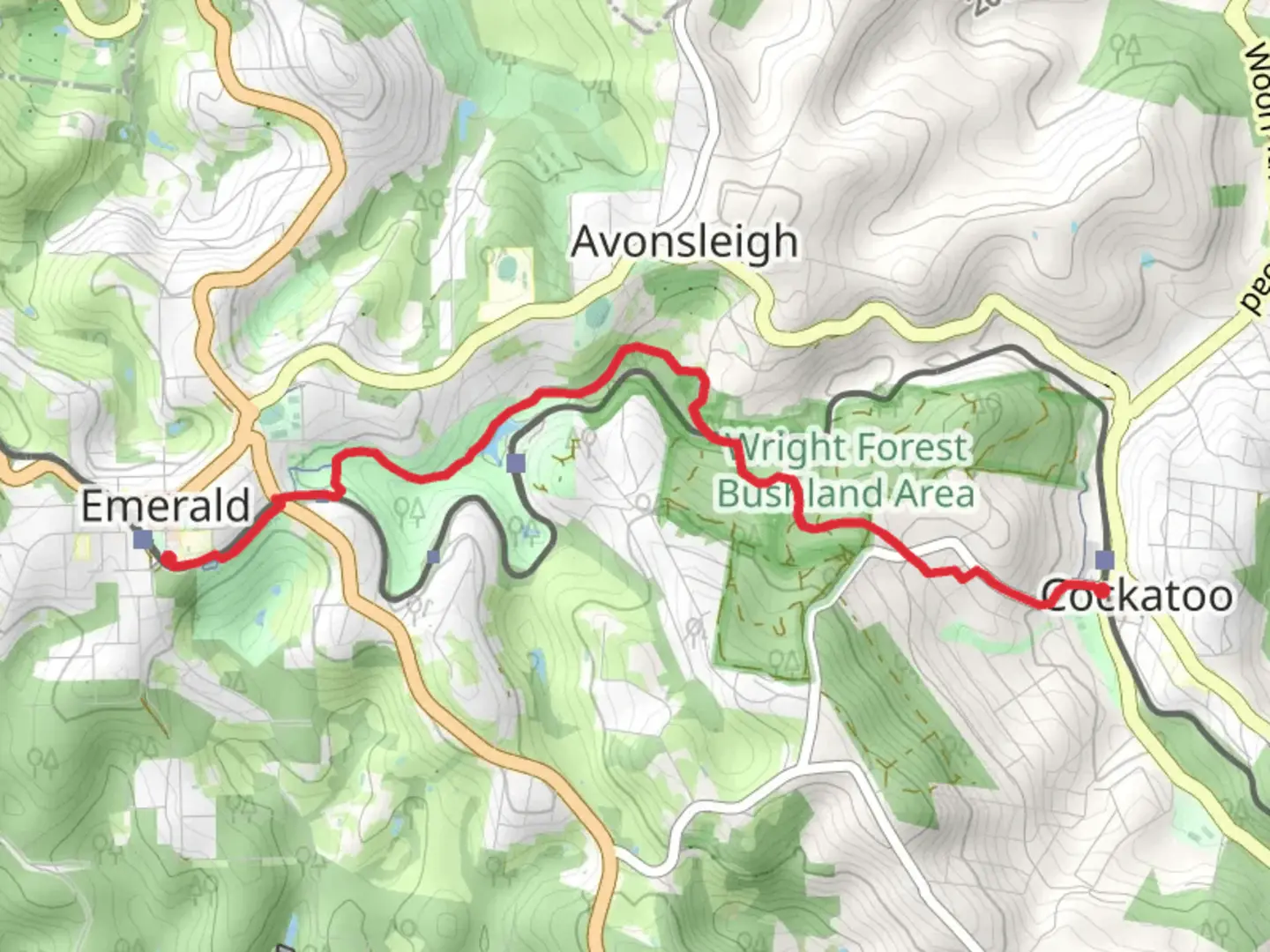 An image depicting the trail Emerald Cockatoo Trail and its surrounding area.