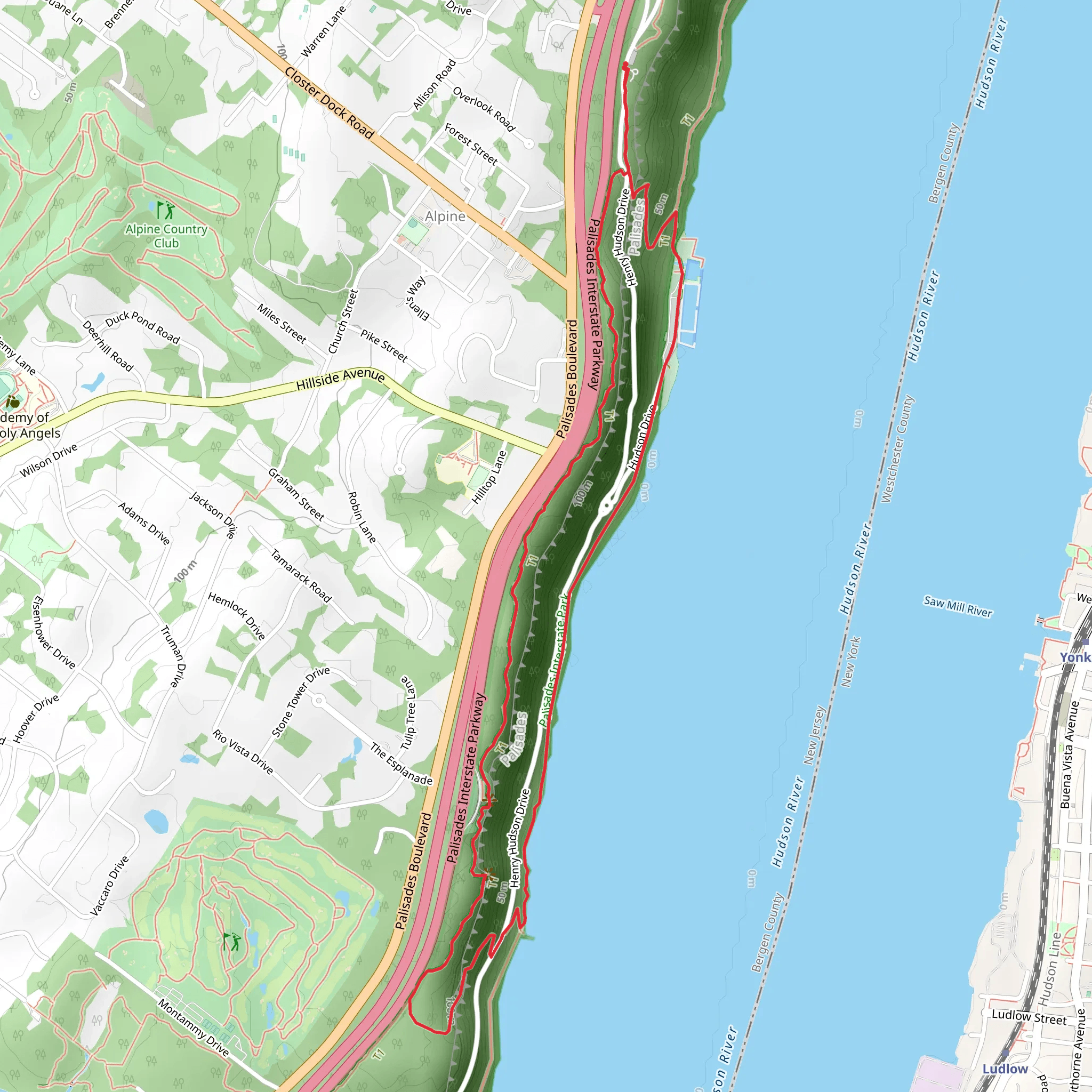 Long Path and Shore Trail Loop mobile static map