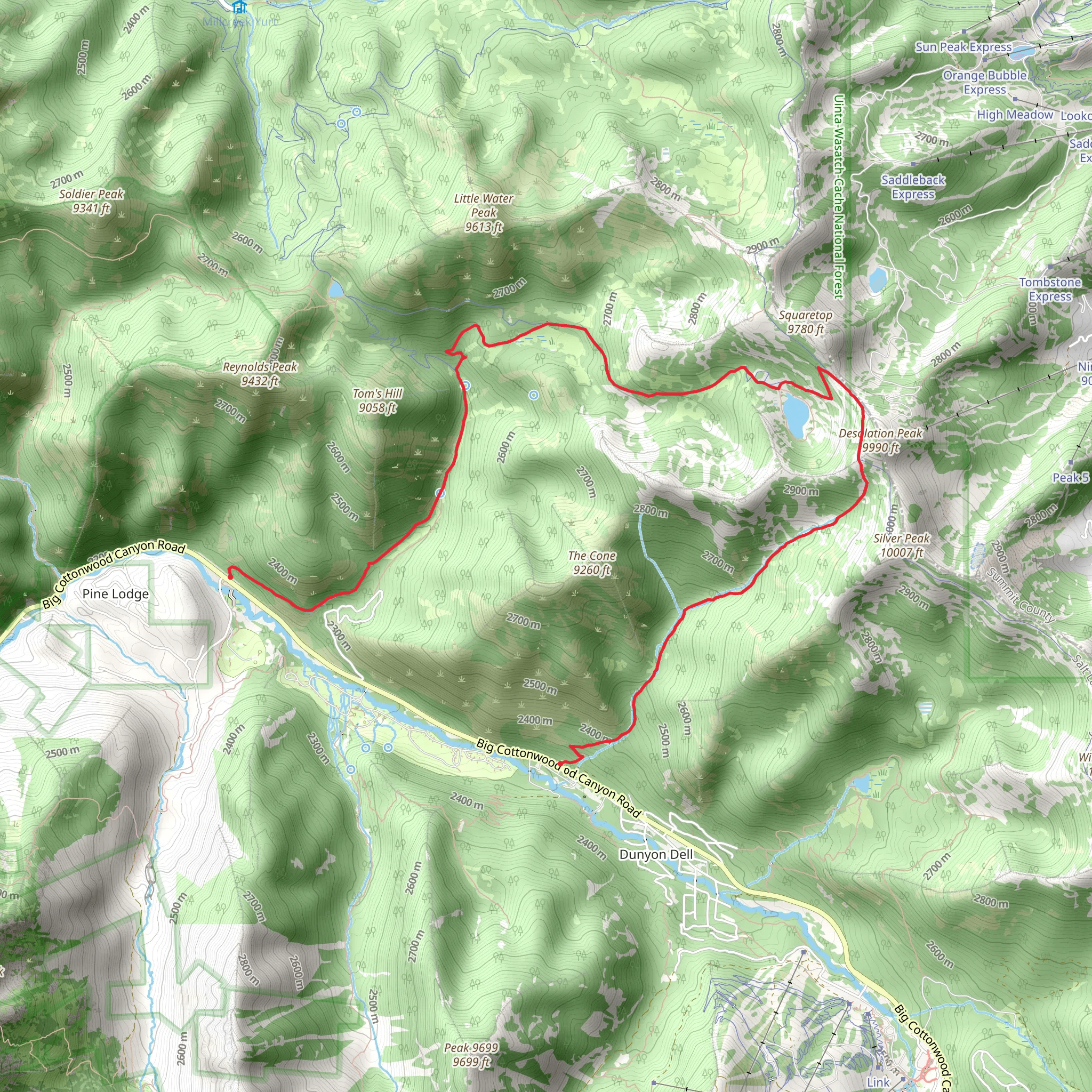 Beartrap Fork Trail and Mill D North Fork Trail mobile static map