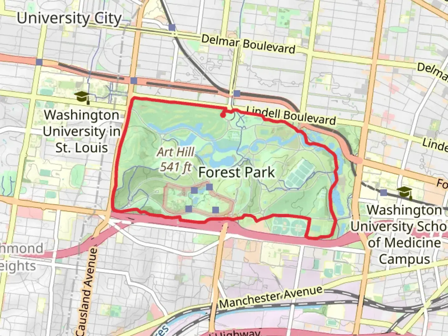 An image depicting the trail Heels Path Loop and its surrounding area.