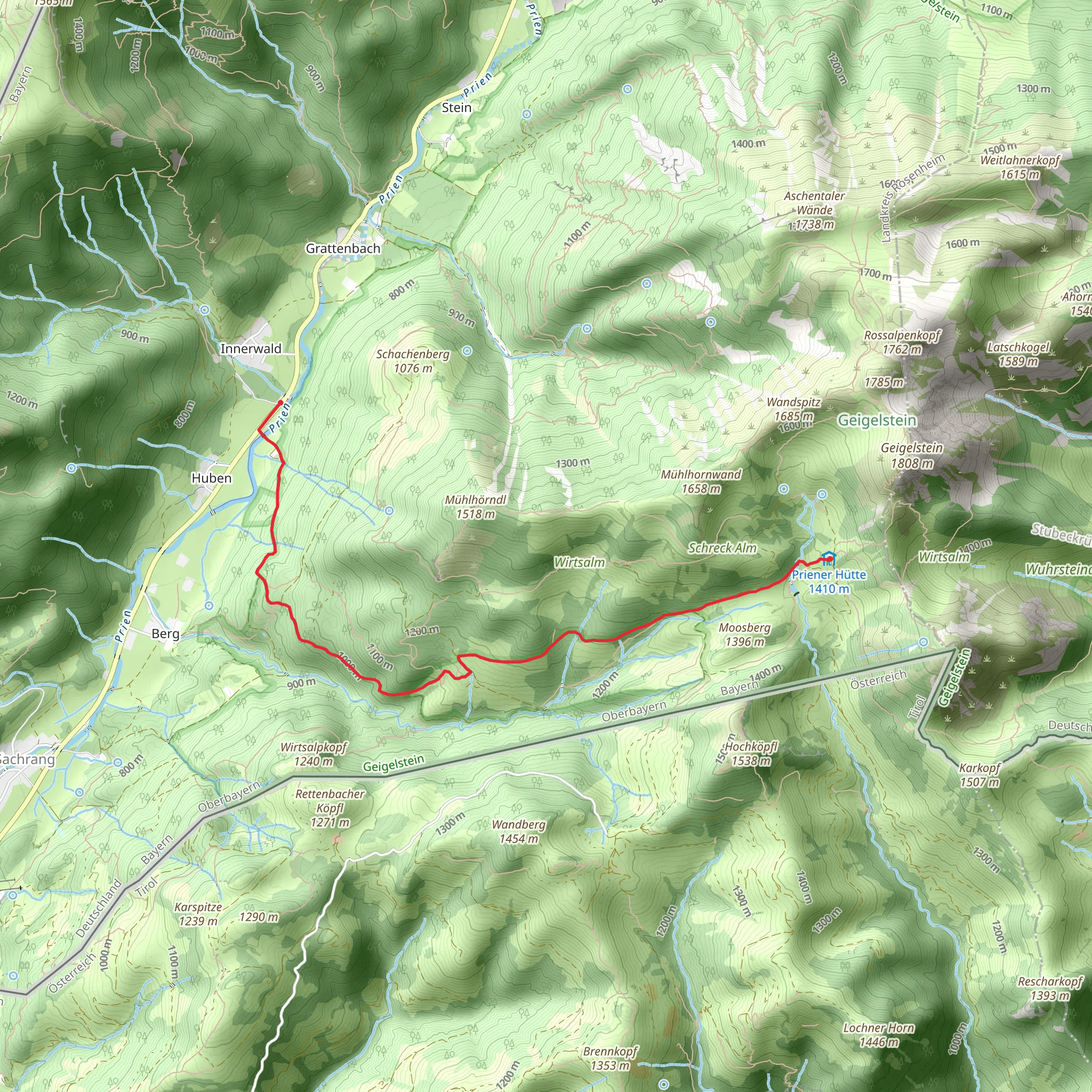 Innerwald to Priener Huette Via Alpina Purple mobile static map