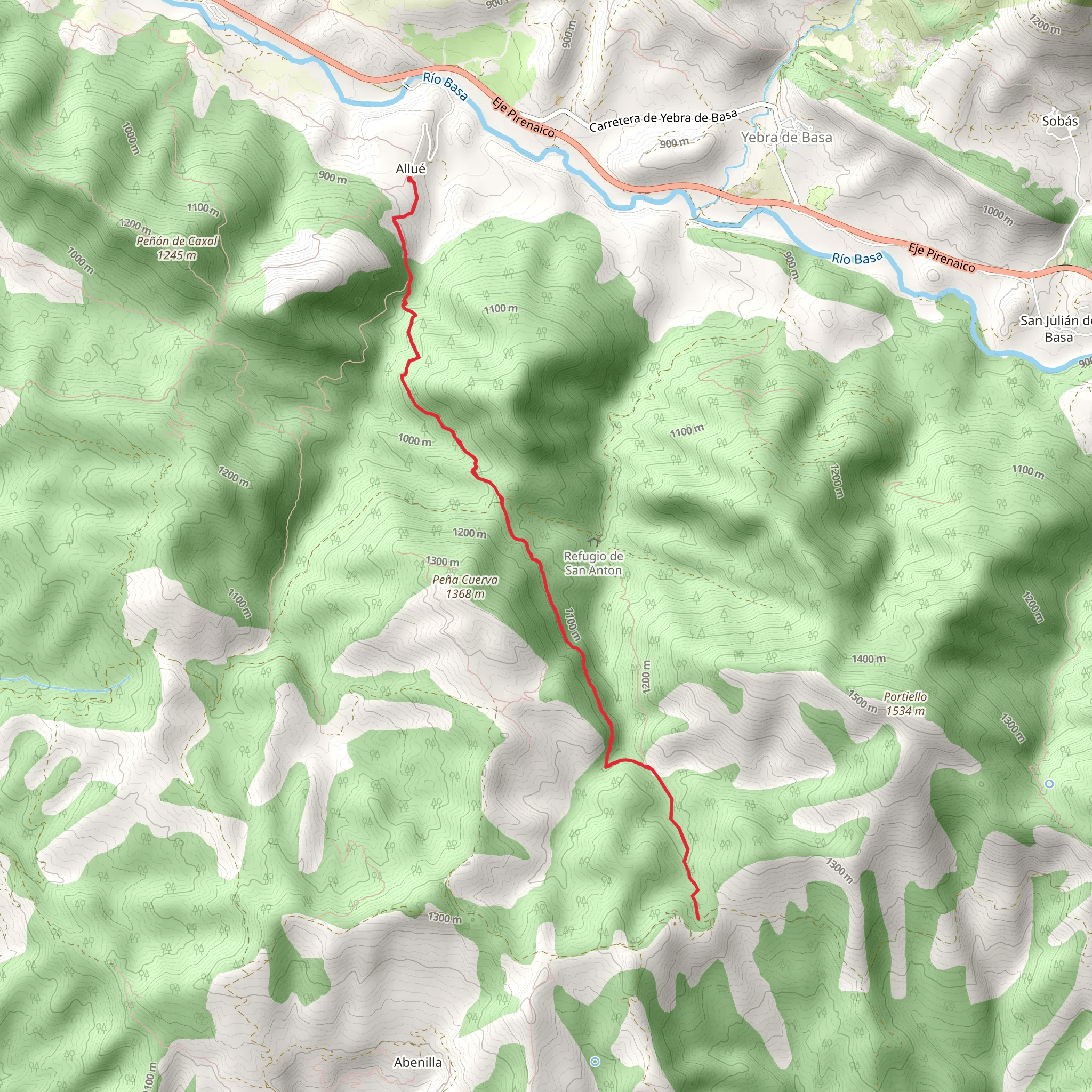 Allué - Crossing PR® HU 8 to Sandiás PR HU 163b mobile static map