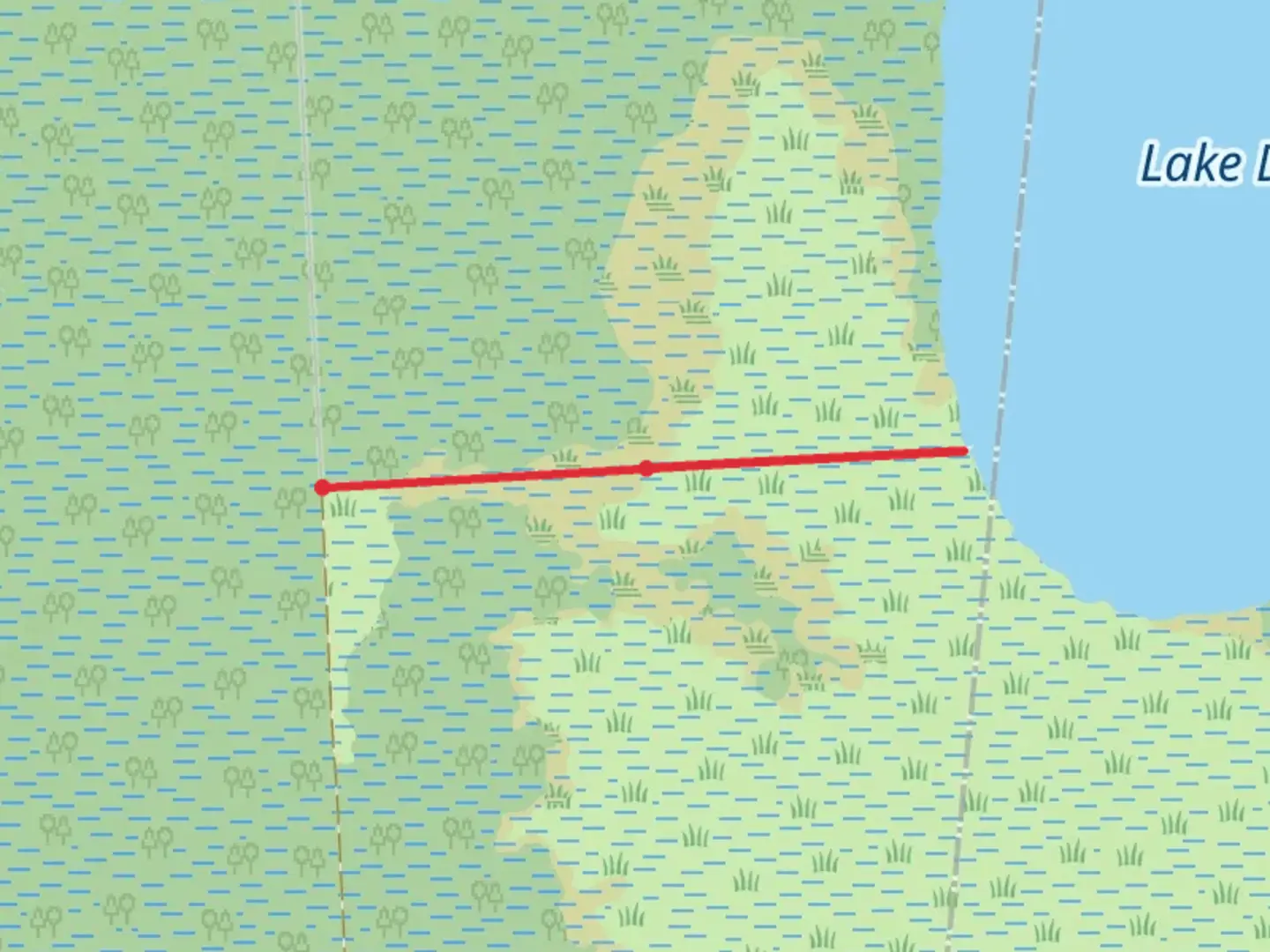 An image depicting the trail Interior Ditch and its surrounding area.