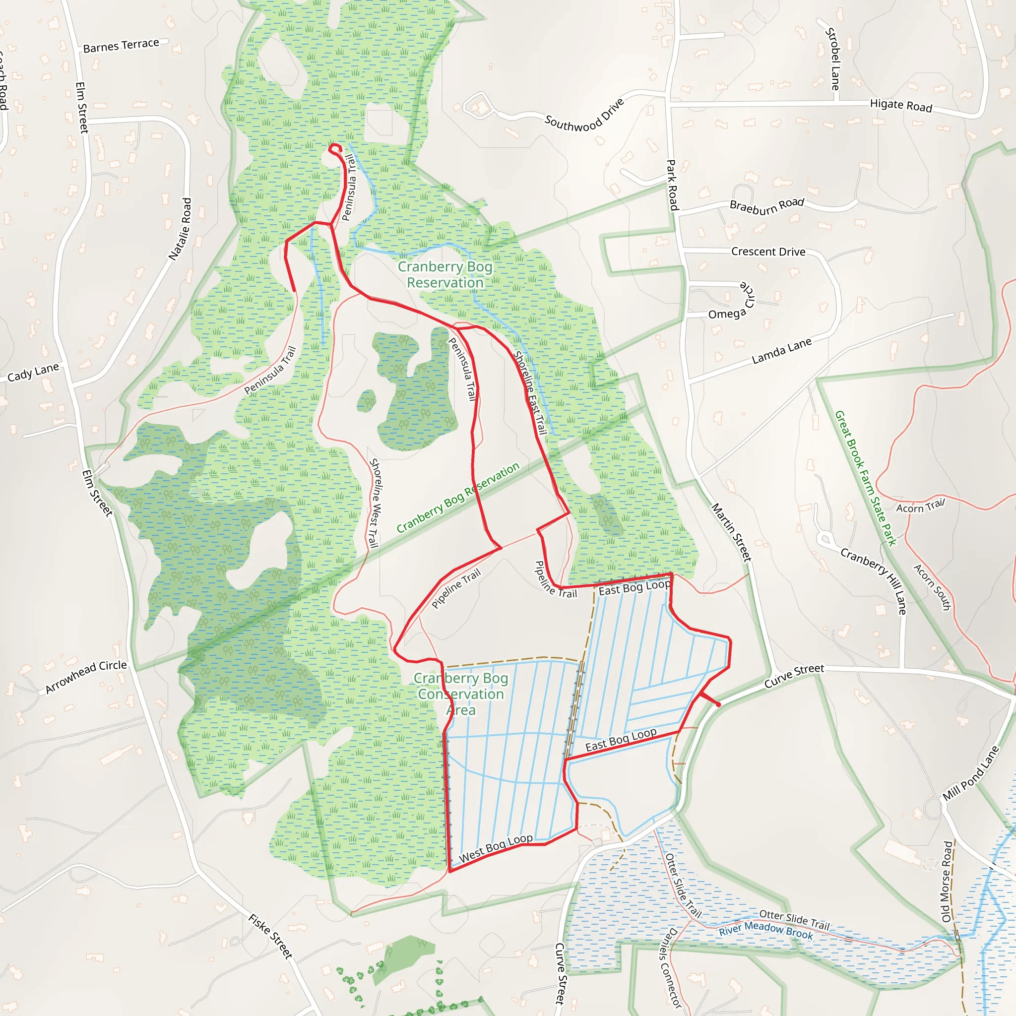 Cranberry Bog Reservoir Number One Loop mobile static map