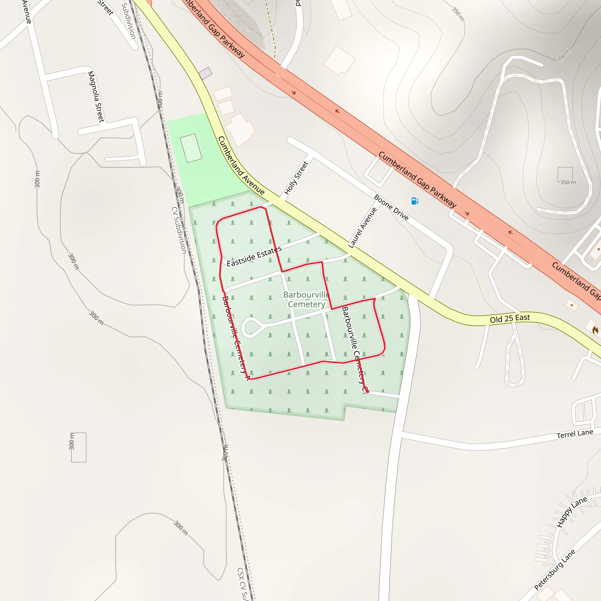 Barbourville Cemetery Loop mobile static map