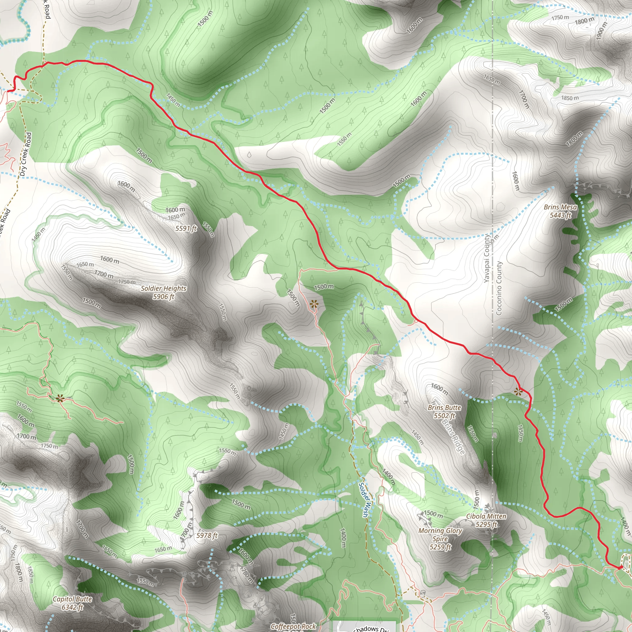 Brins Mesa Trail mobile static map