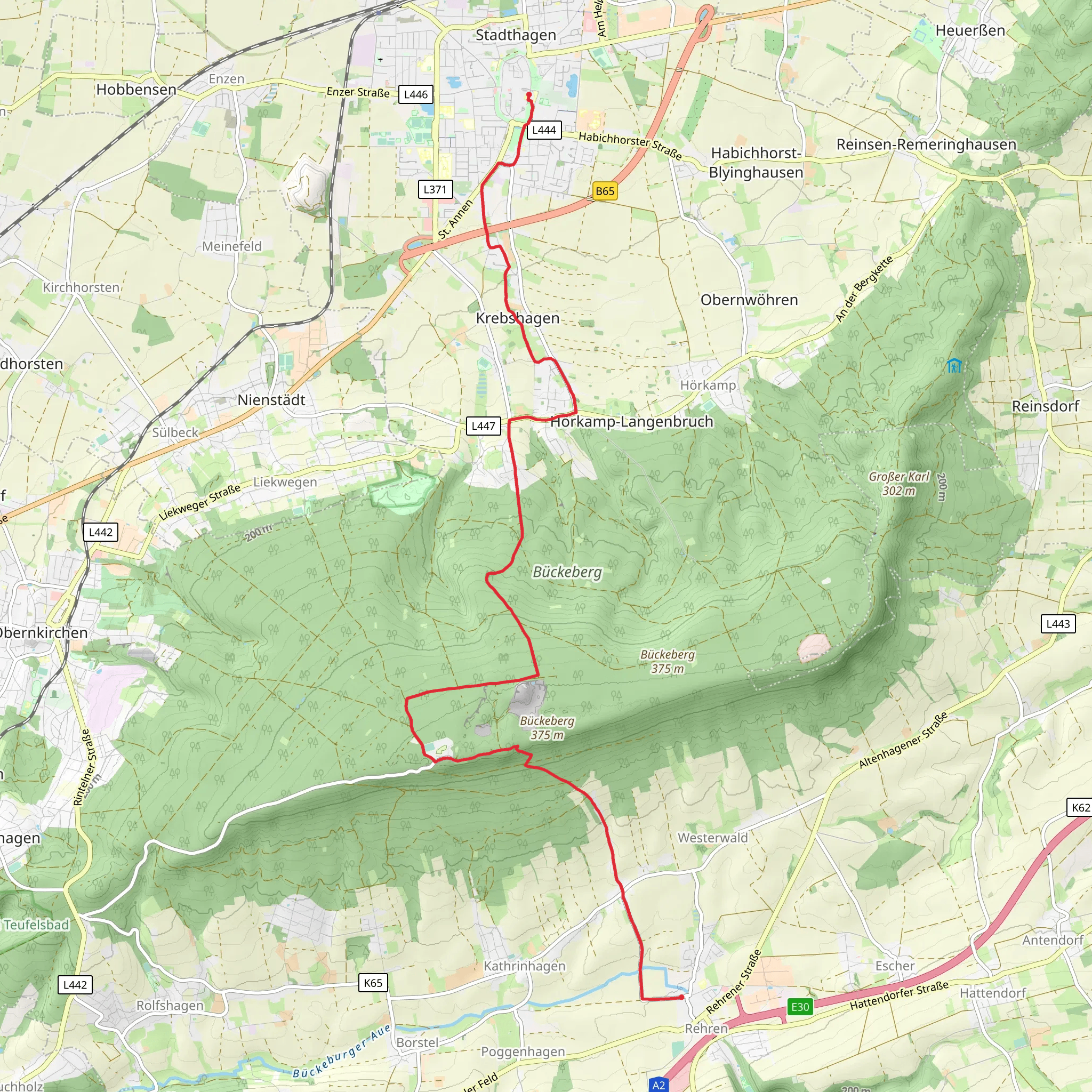 Stadthagen to Auetal Walk mobile static map
