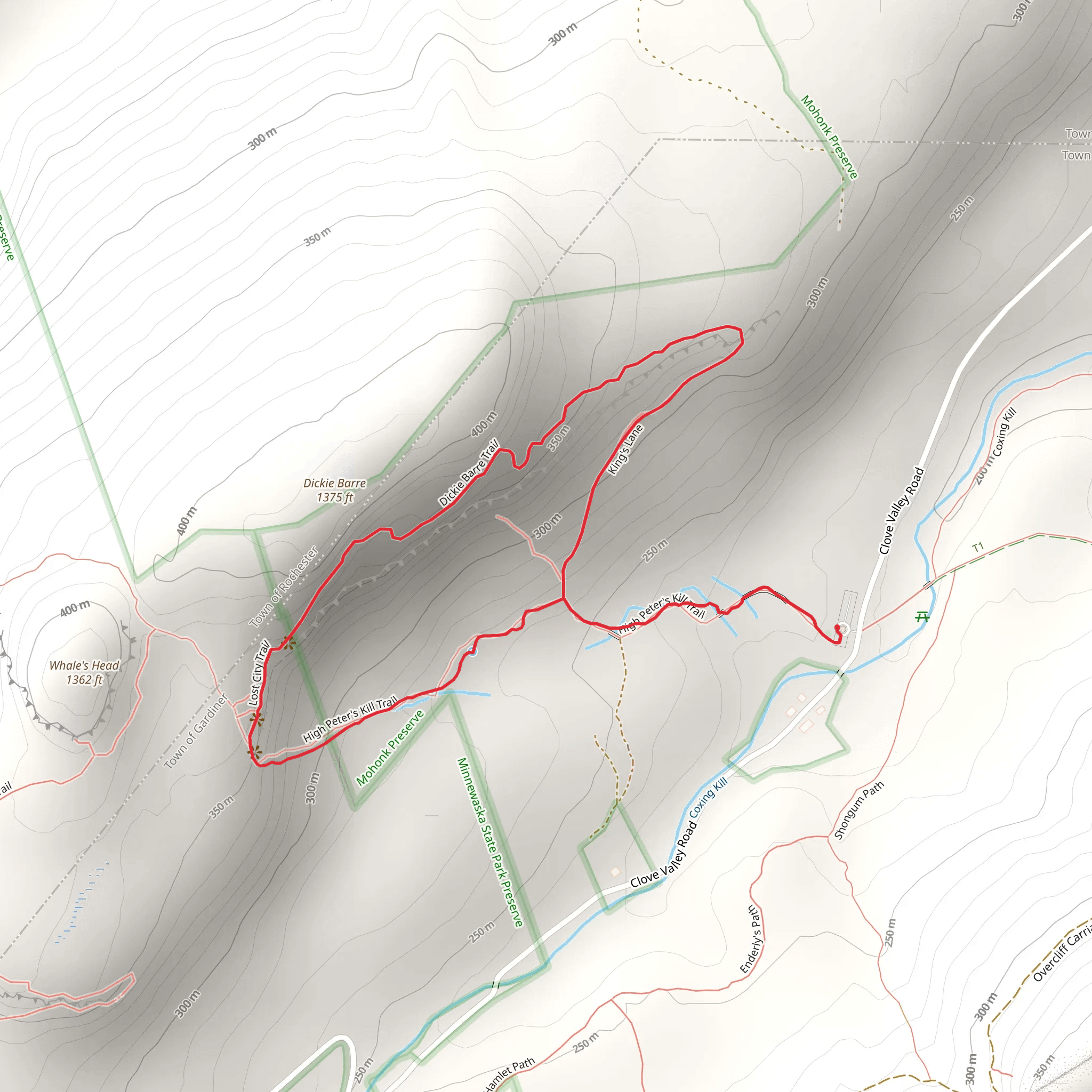 Dickie Barre trail and Shawangunk Ridge Loop Trail mobile static map