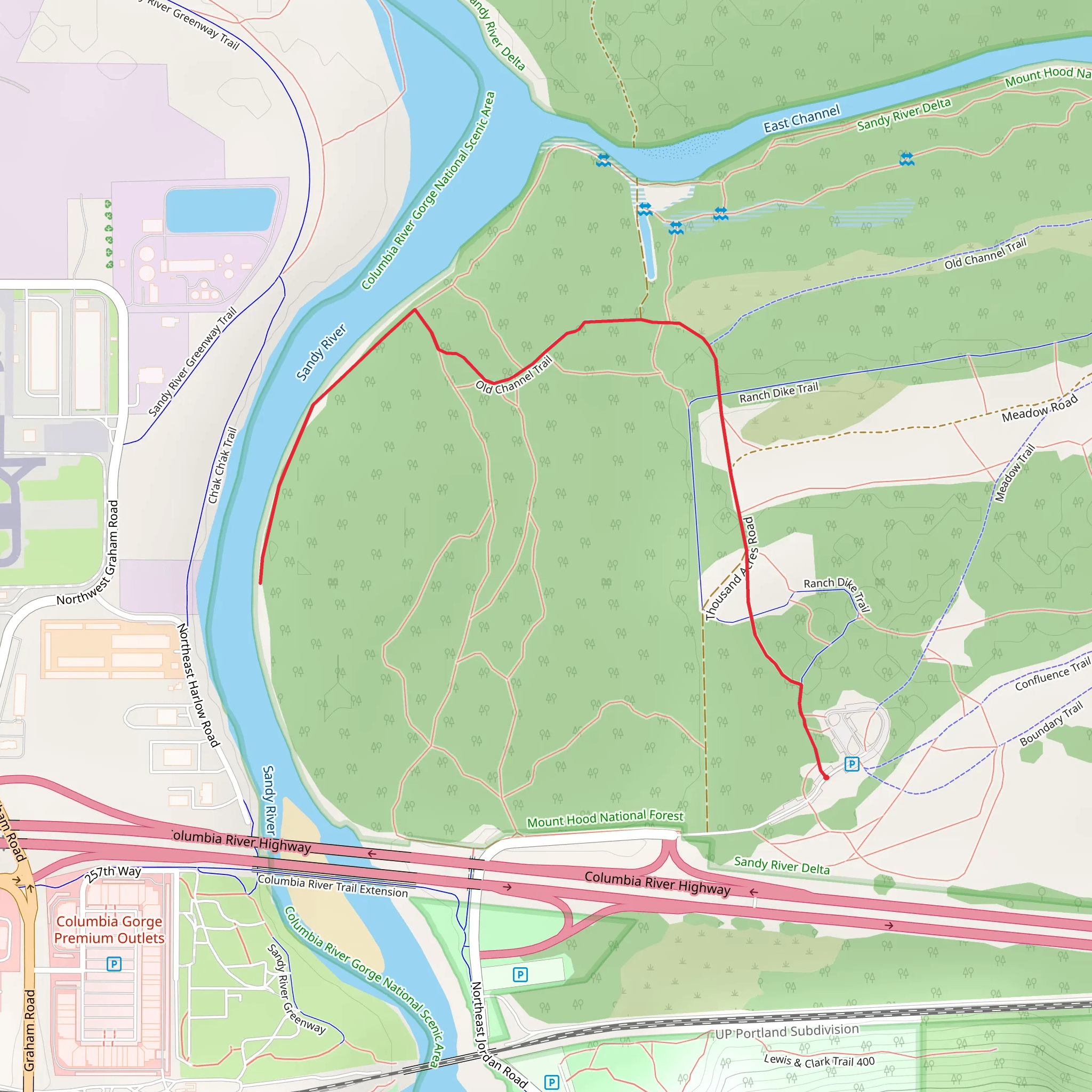 Sandy River - Old Channel Trail mobile static map