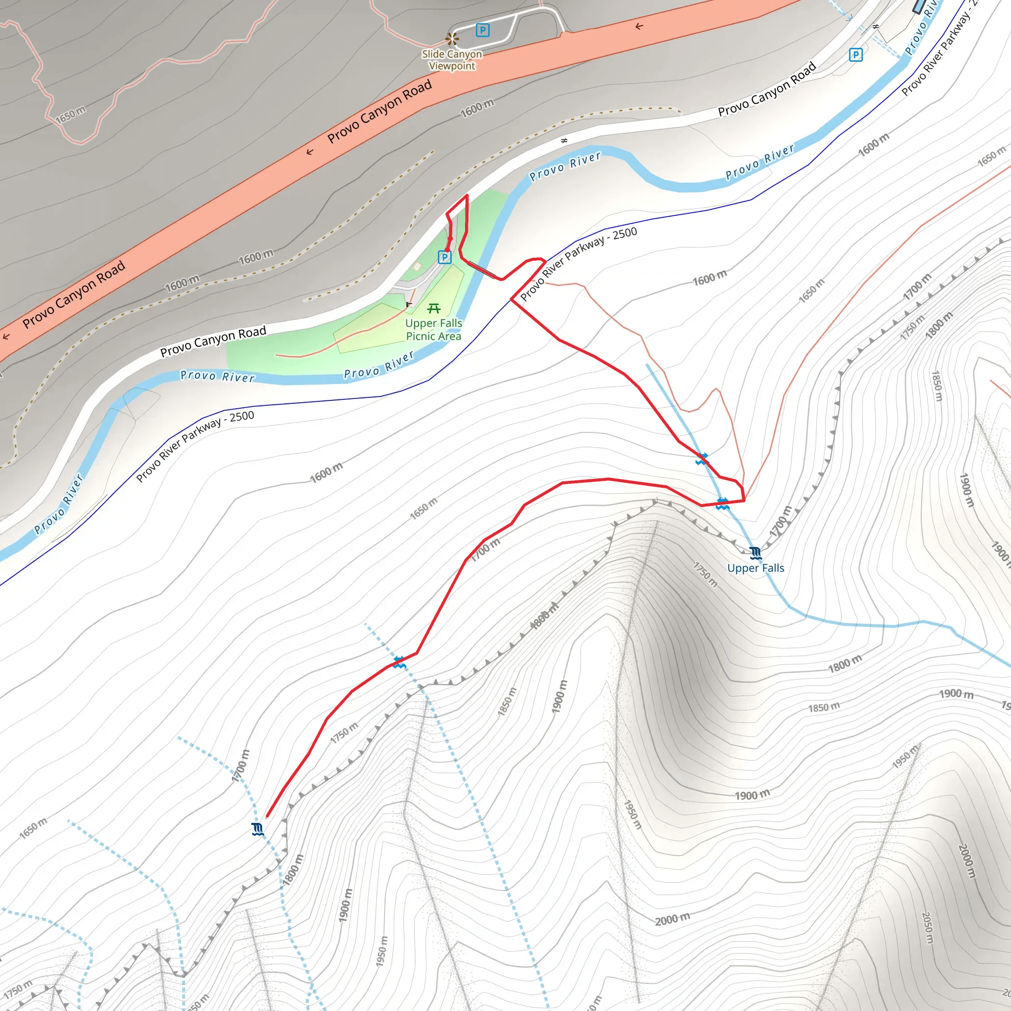 Davis Canyon and Upper Falls mobile static map