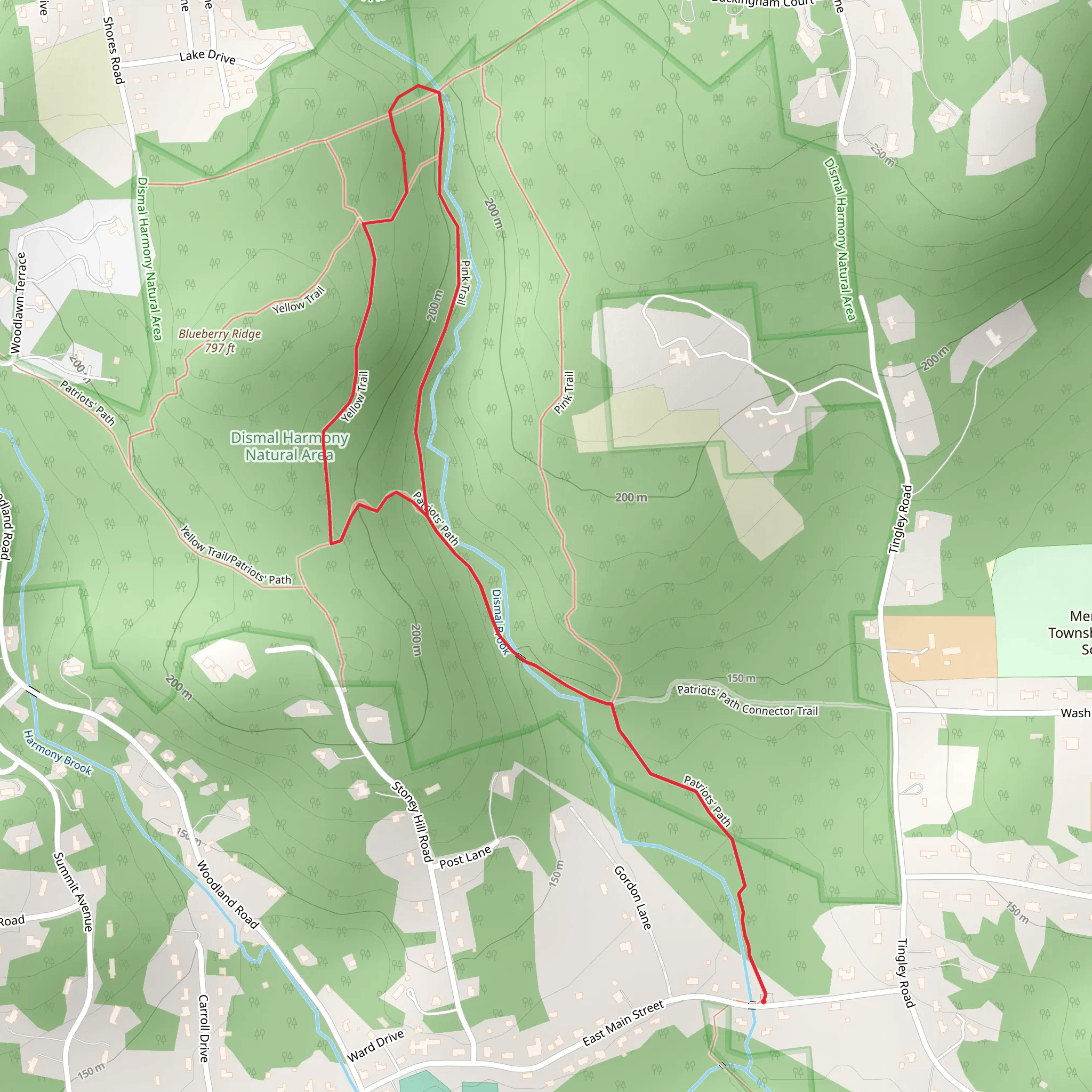 Patriots' Path and Pink Loop Trail mobile static map