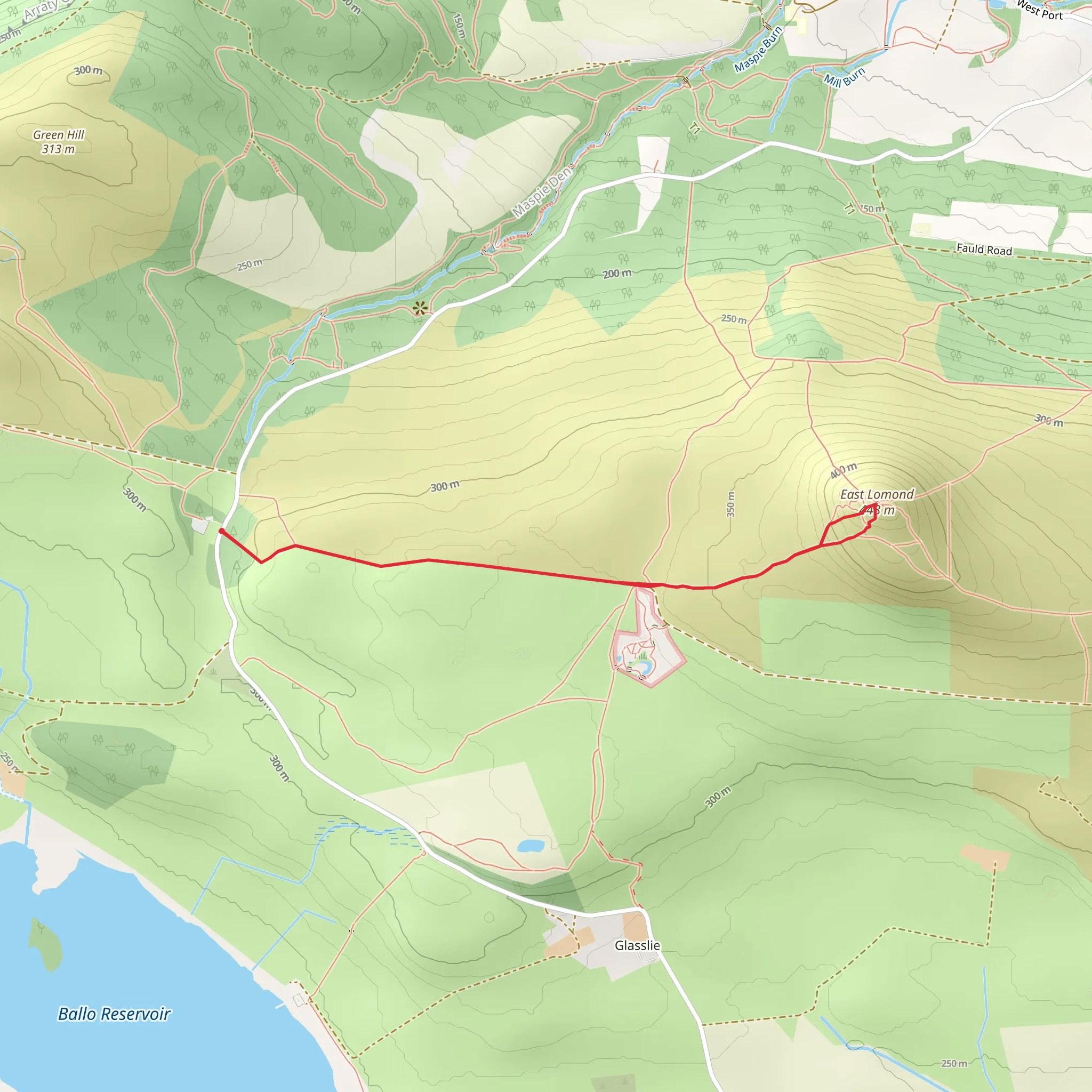 East Lomond From Craigmead mobile static map