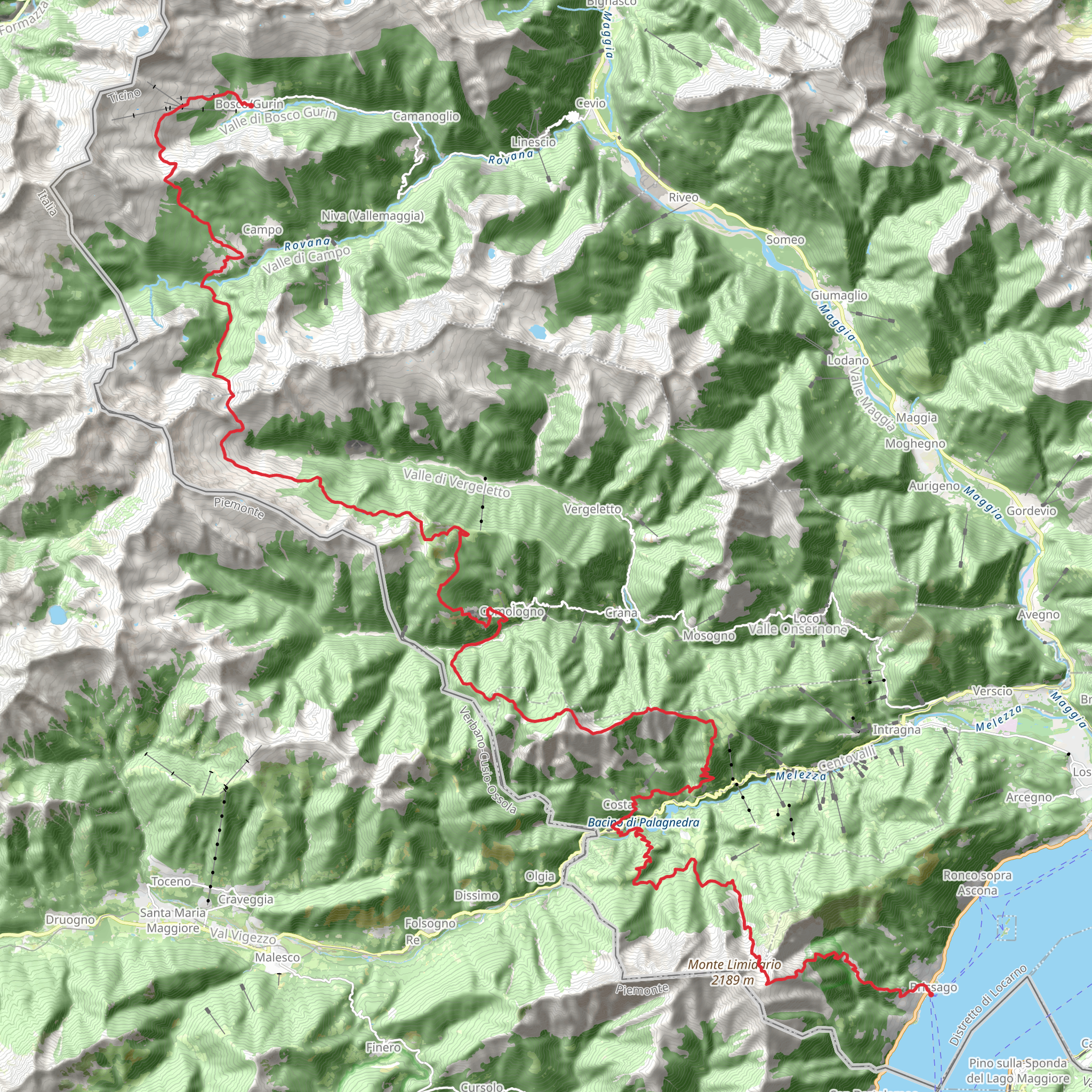 Acona to Bosco Gurin Trail mobile static map