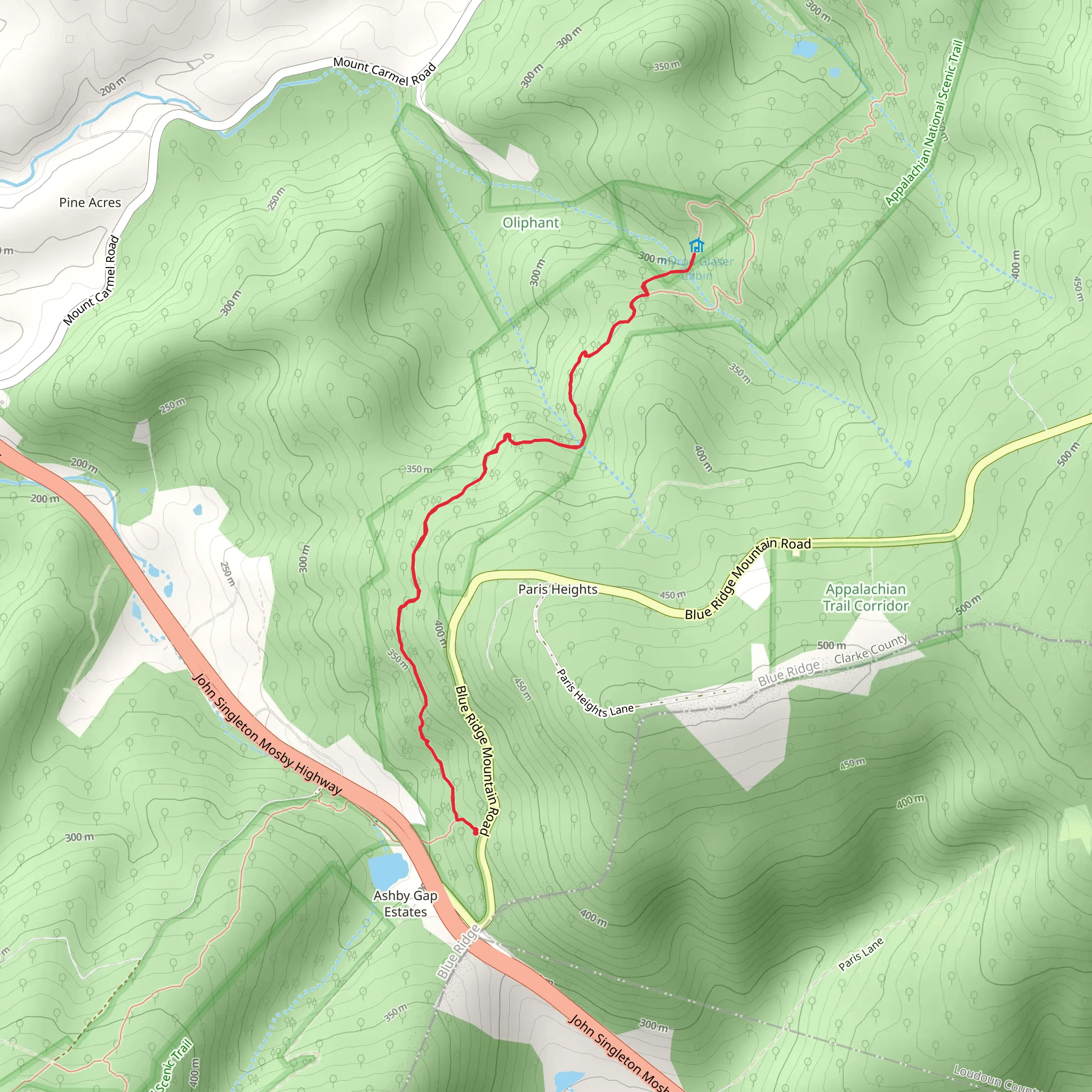 Appalachian Trail and Myron Glaser Cabin Access Trail mobile static map