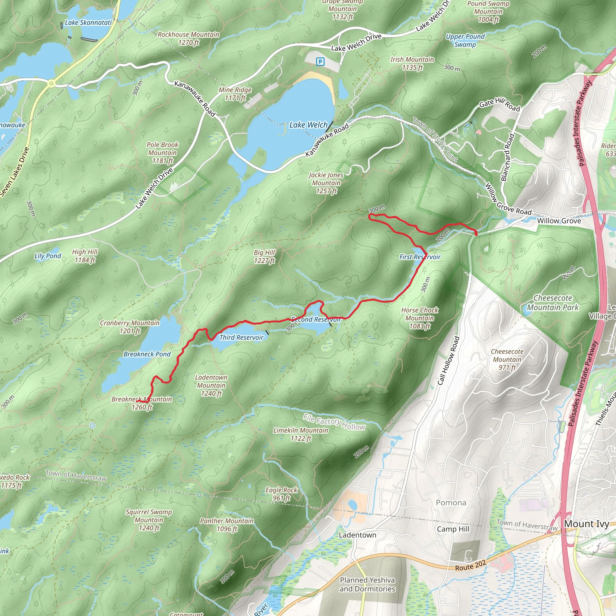 First, Second and Third Reservoir from Call Hollow Road mobile static map