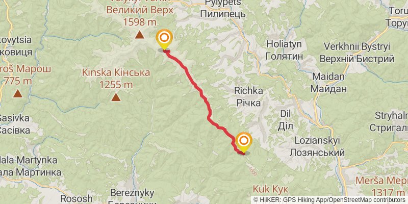 Trans Carpathian Hike stage 49 Map