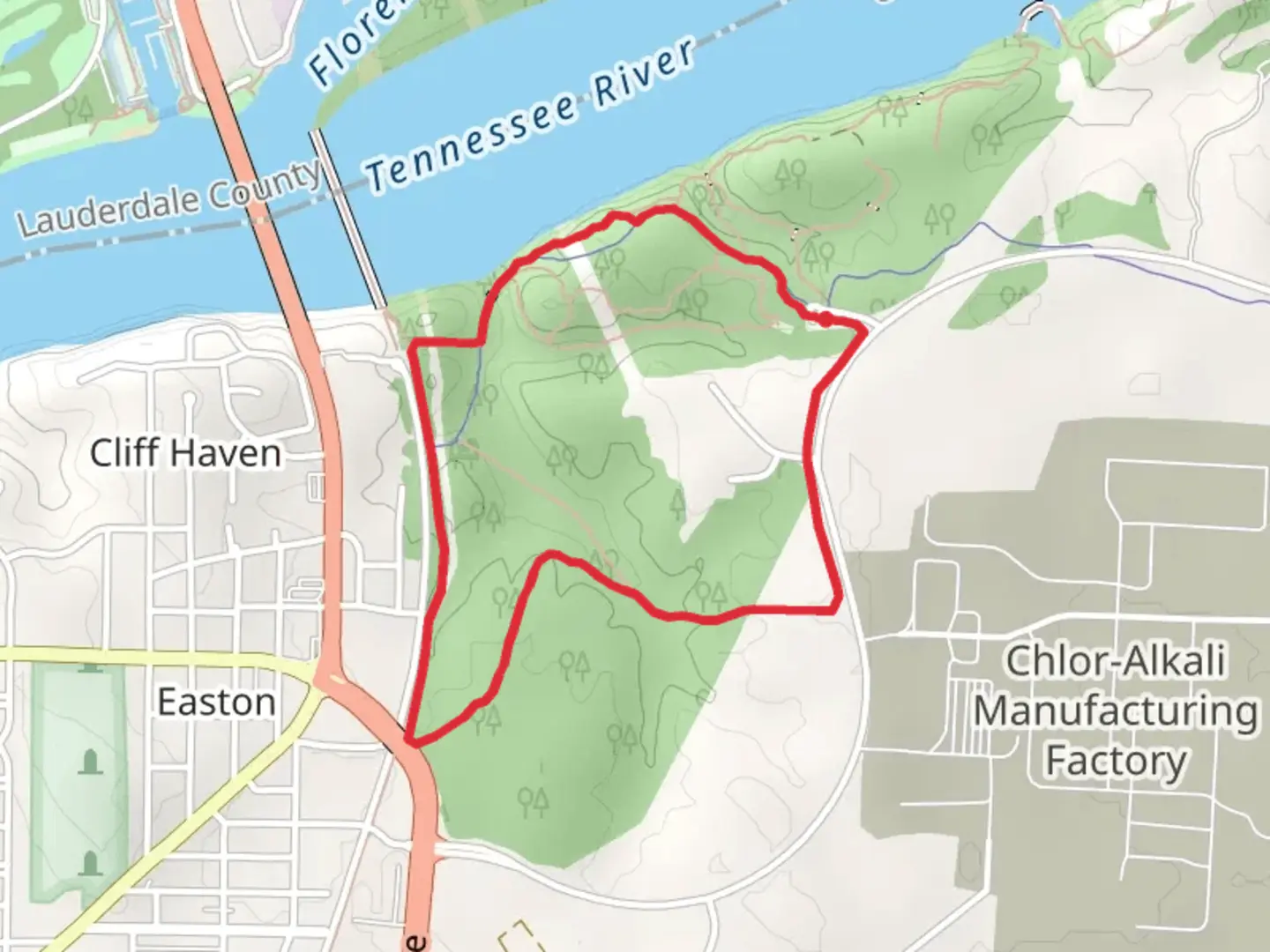 An image depicting the trail TVA Nature and Rockpile Loop Trail and its surrounding area.