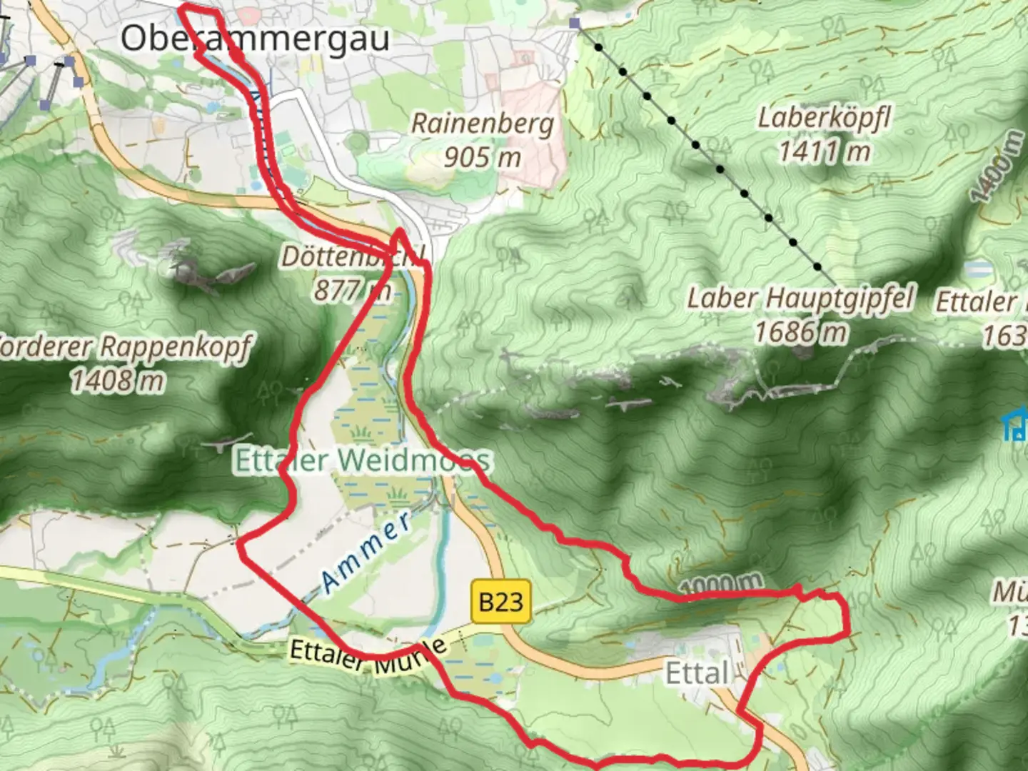An image depicting the trail Vogelherdweg and Via Romea and its surrounding area.