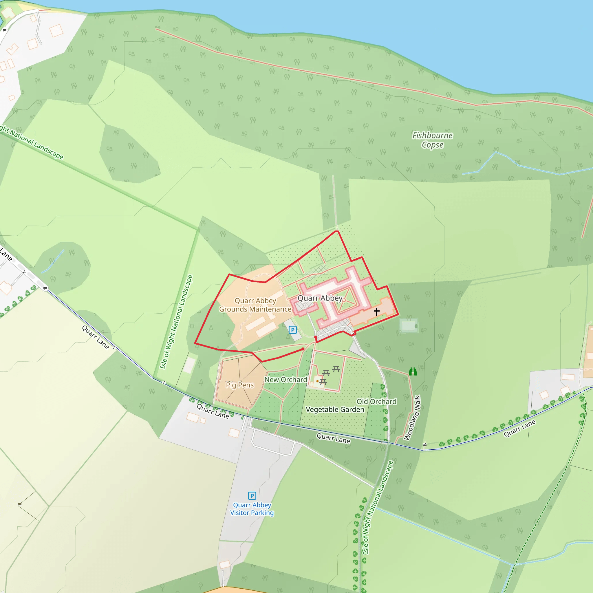 Quarr Abbey Loop mobile static map