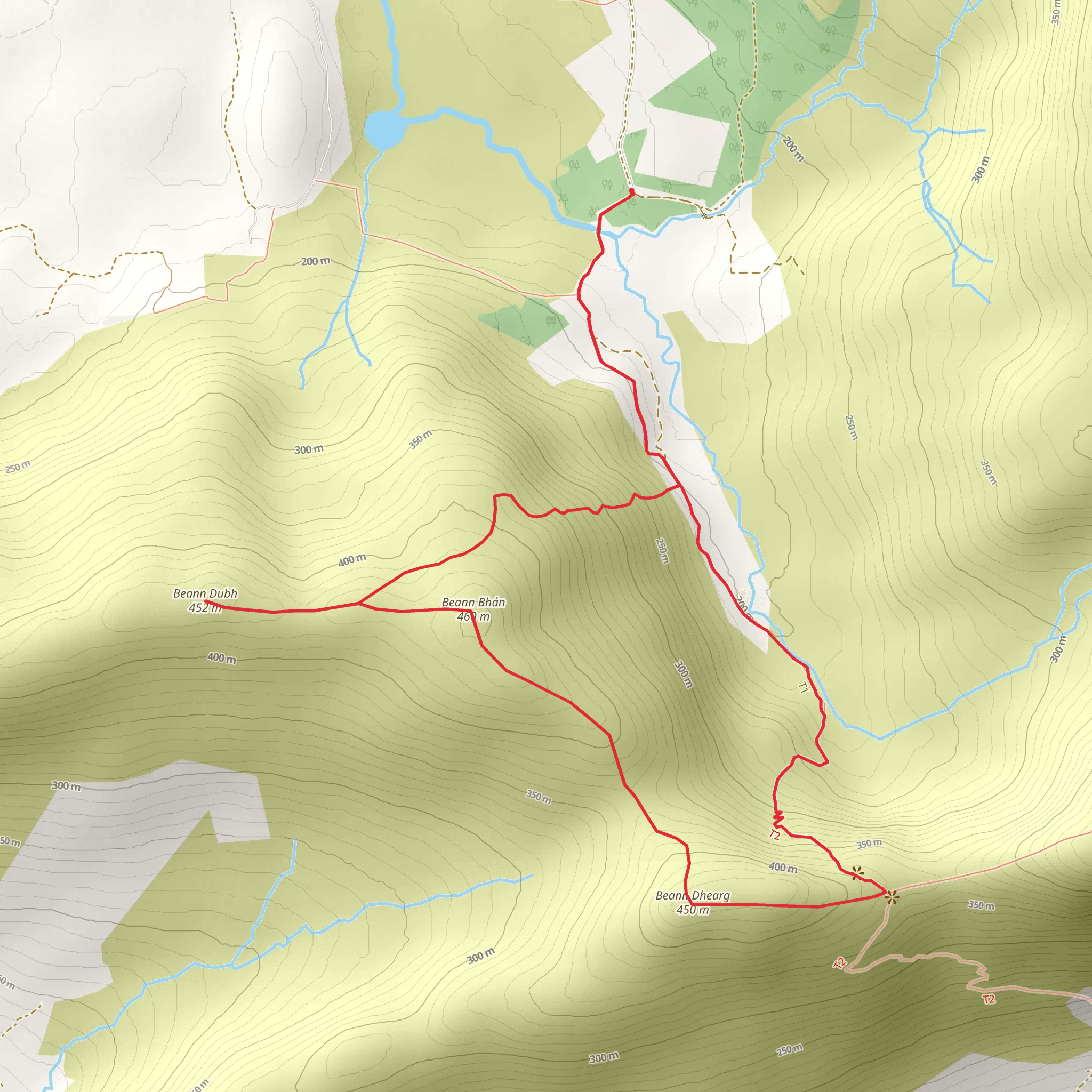 Beann Dhearg, Beann Bhan and Beann Dubh Loop mobile static map